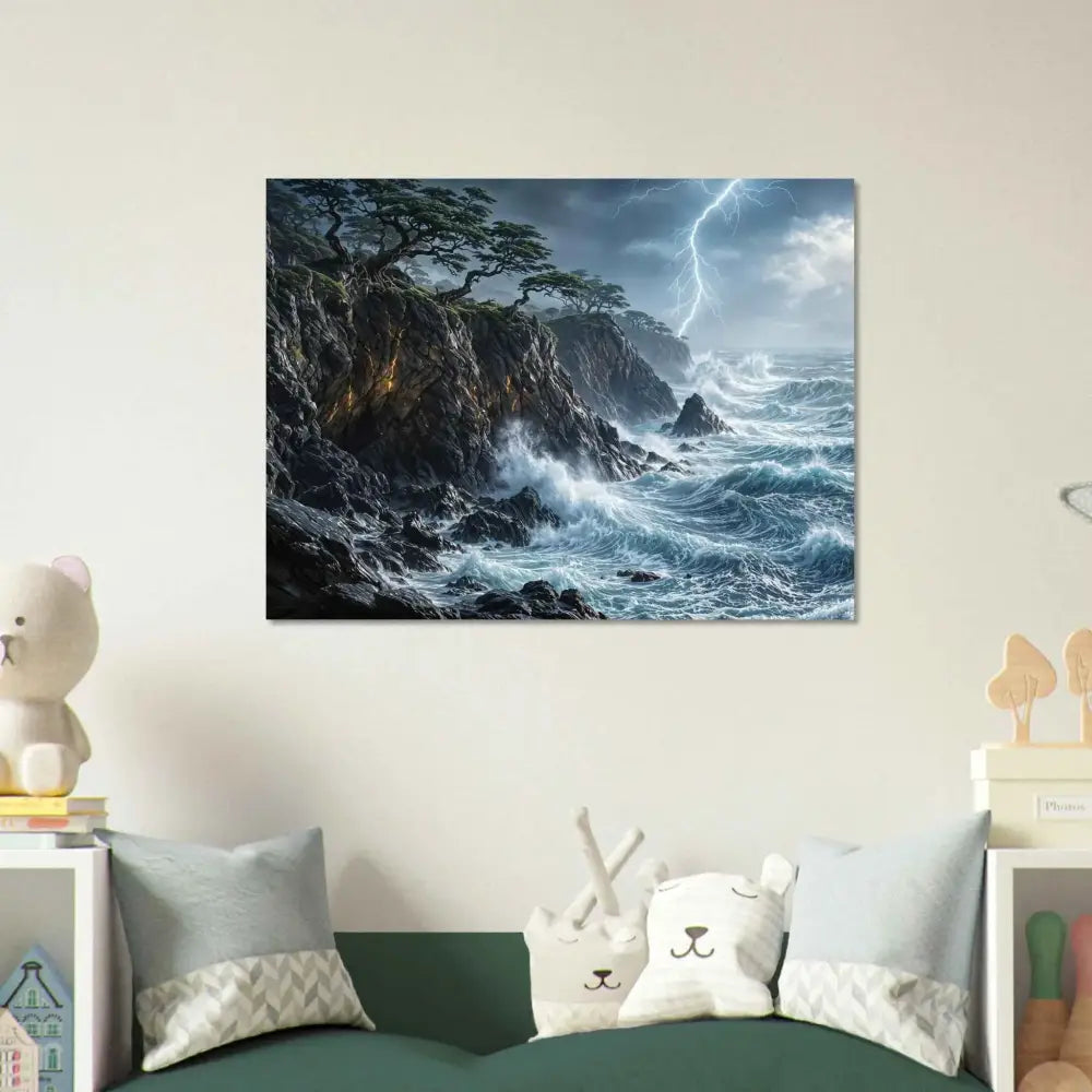 Stormy sea canvas art print on smooth aluminum panel by PixiOnyx Elemental Metalworks