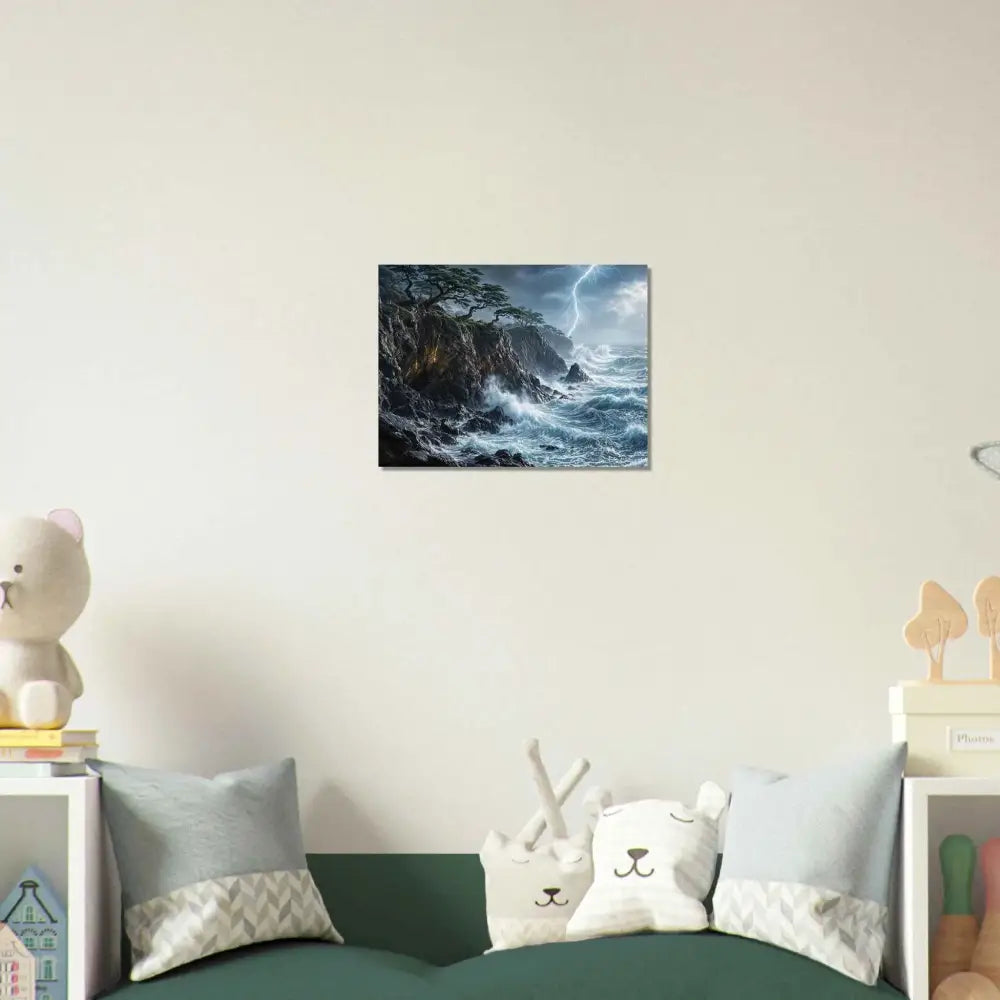 Stormy sea with crashing waves on a smooth aluminum panel by PixiOnyx Elemental Metalworks