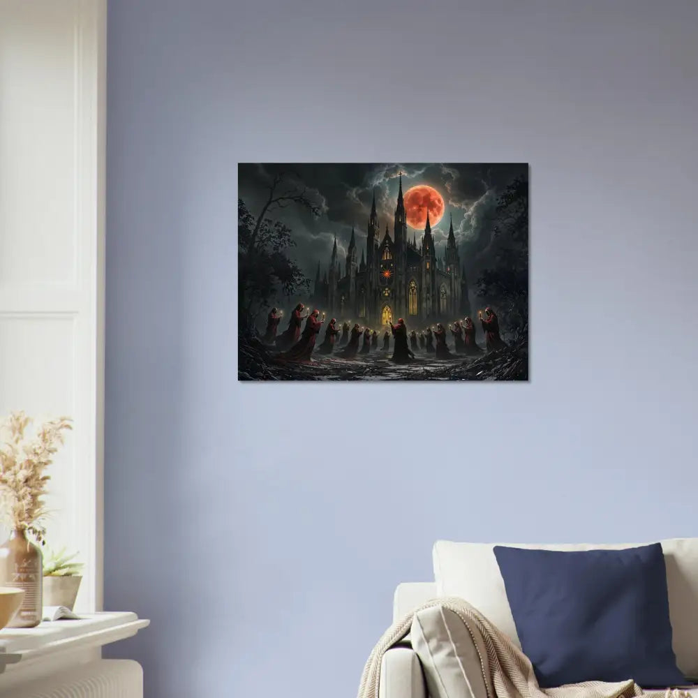 Gothic castle ritual art on Aluminum Print The Crimson Liturgy PixiOnyx Ritual Lightstrike Edition