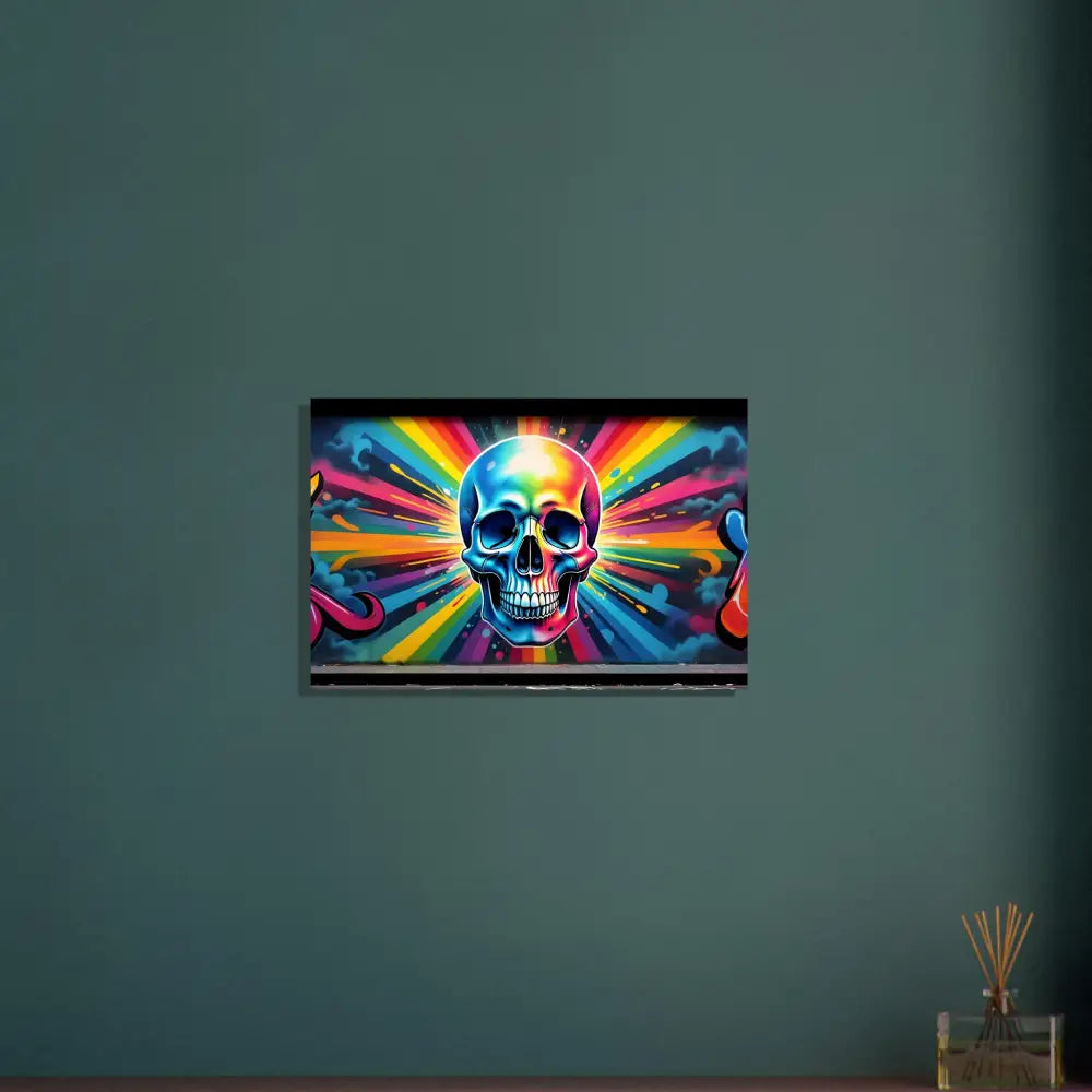 Colorful skull artwork Aluminum Skullburst Print Glossy Chromadelic Graffiti Art PixiOnyx Metal Wall Piece