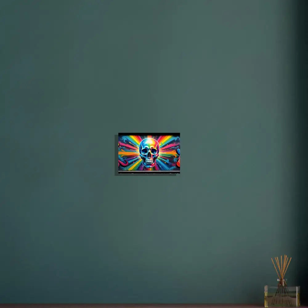 Colorful skull artwork on Aluminum Skullburst Print Glossy Chromadelic Graffiti Art Wall Piece