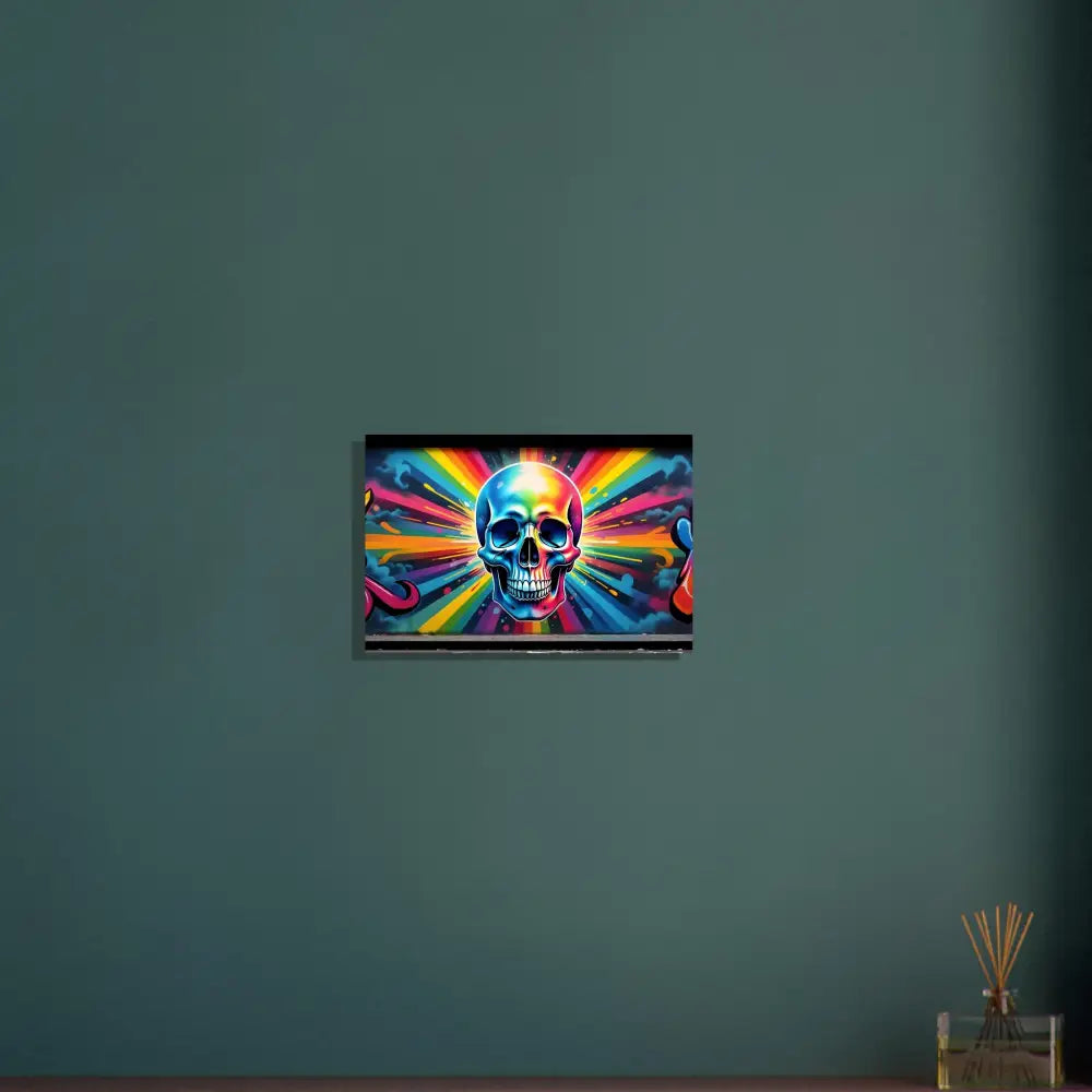 Colorful skull artwork aluminum wall piece Glossy Chromadelic Graffiti Art PixiOnyx
