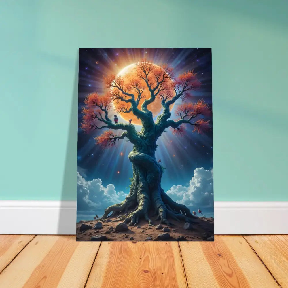 Fantasy tree art print on Aluminum Tree of Light Cosmic Roots Wall Art by PixiOnyx