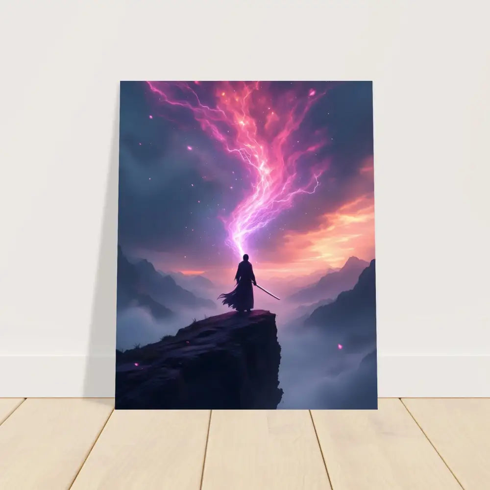 Fantasy art print Aluminum Warrior on Cosmic Cliff from PixiOnyx Blade of Light Panel