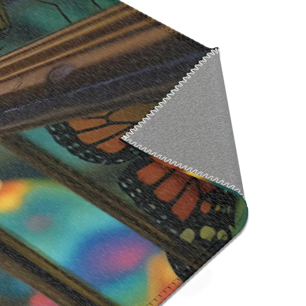 Butterfly-themed area rug from Butterfly Reflections by PixiOnyx Kaleidoscopic Floor Art