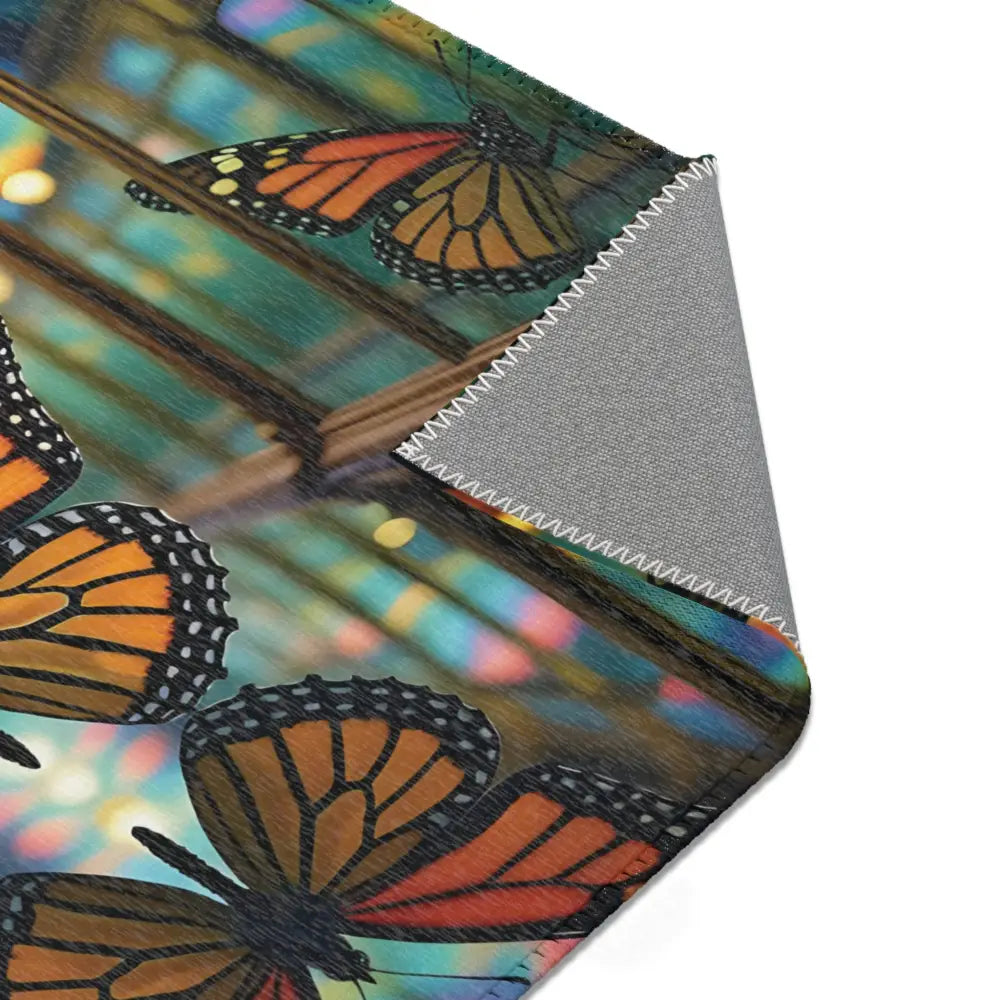 Butterfly-themed area rug from PixiOnyx Kaleidoscopic Floor Art collection
