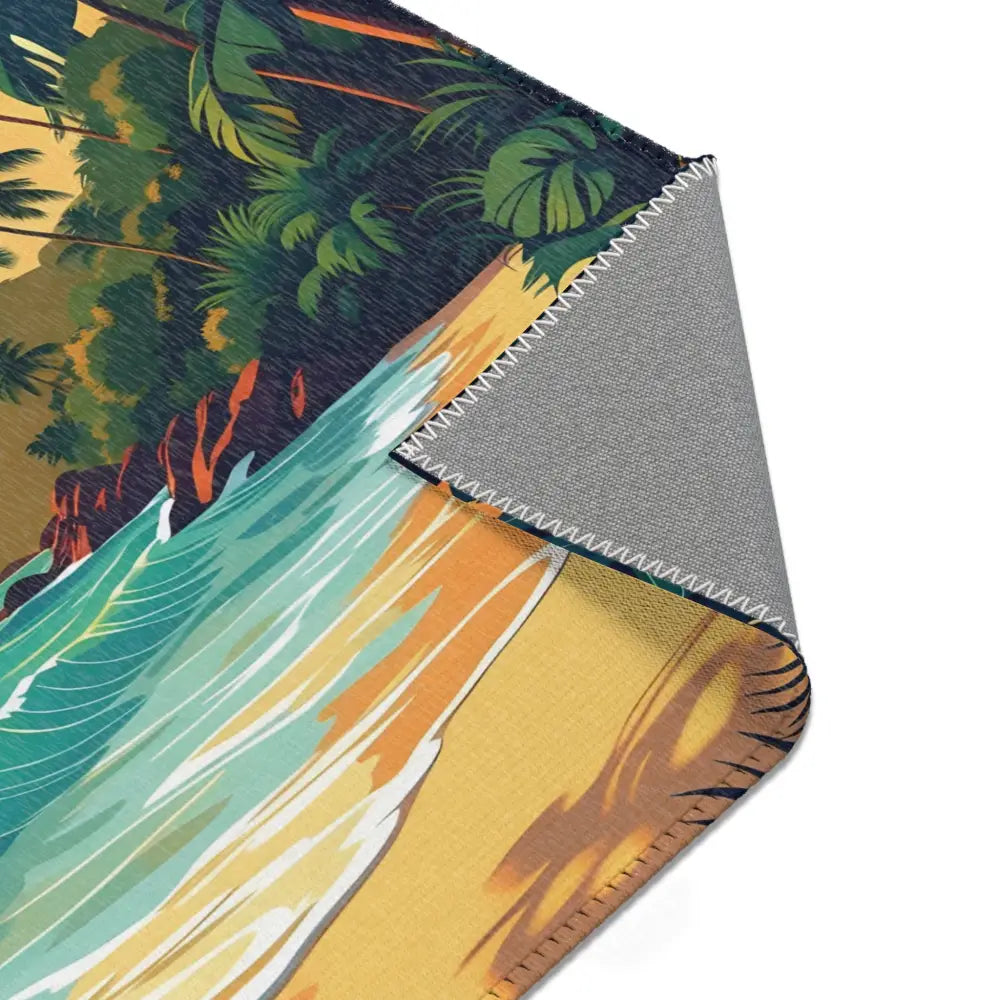 Tropical Beach Rug from PixiOnyx Coastal Escape Floor Art featuring vibrant beach scene