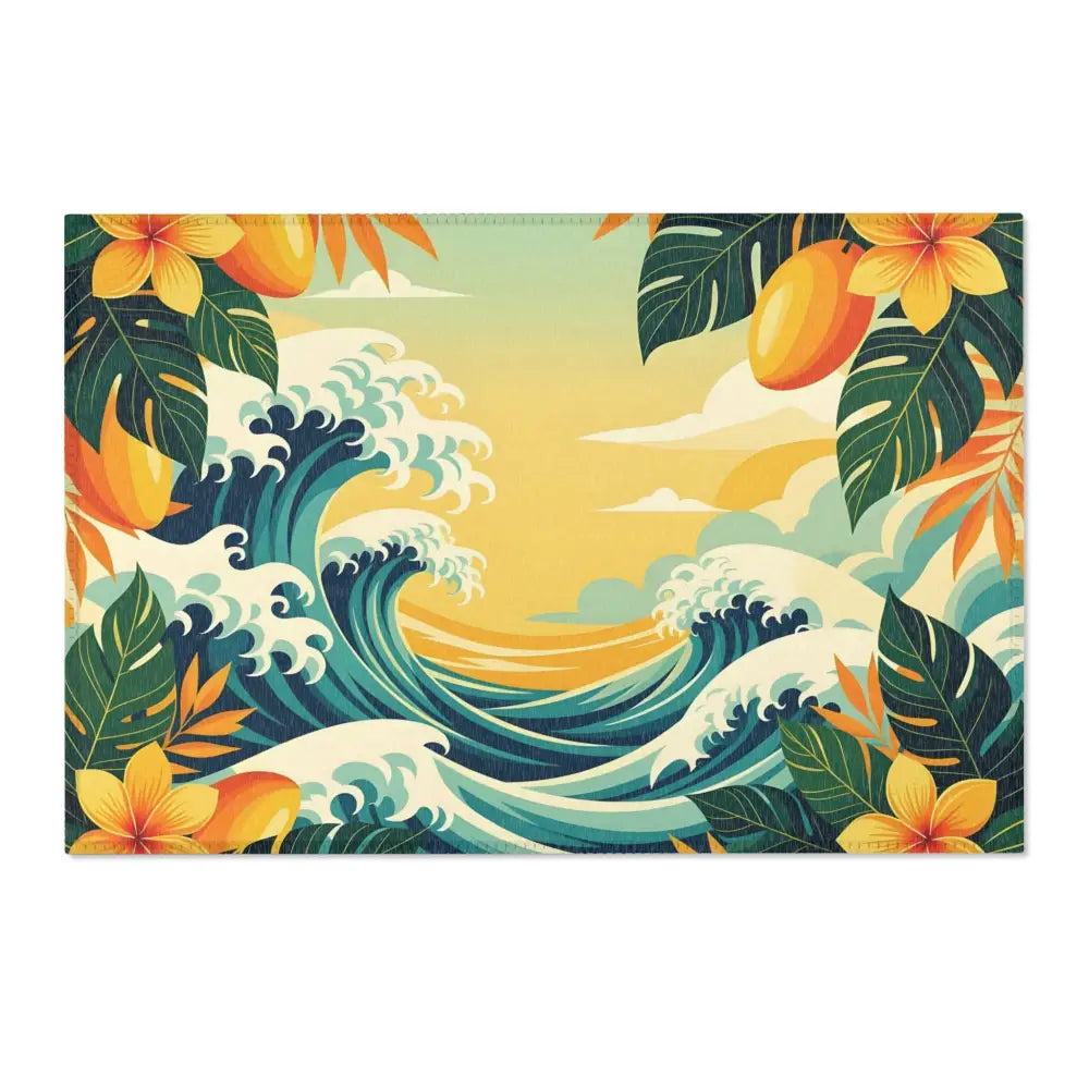 Tropical wave art on the Area Rug – Tropical Wave by PixiOnyx Coastal Dreamscape