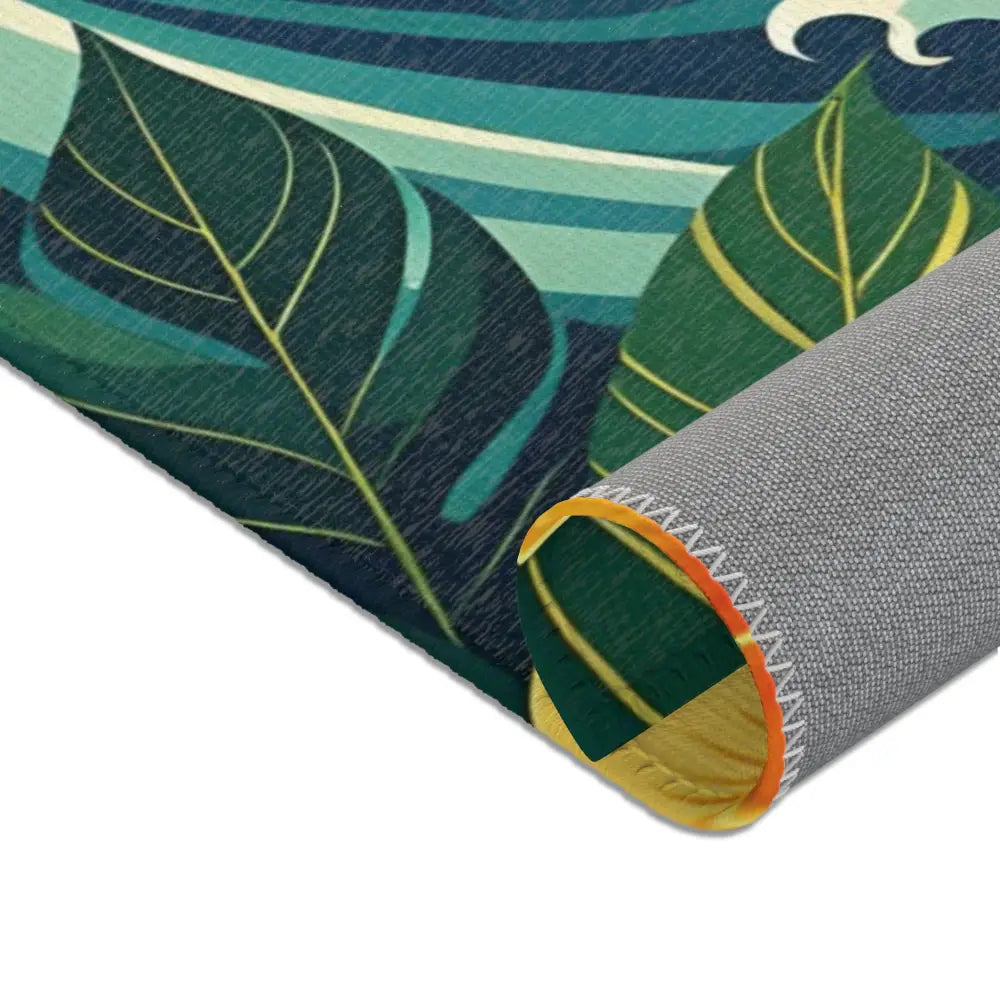 Tropical-themed area rug from PixiOnyx Coastal Dreamscape featuring vibrant wave design