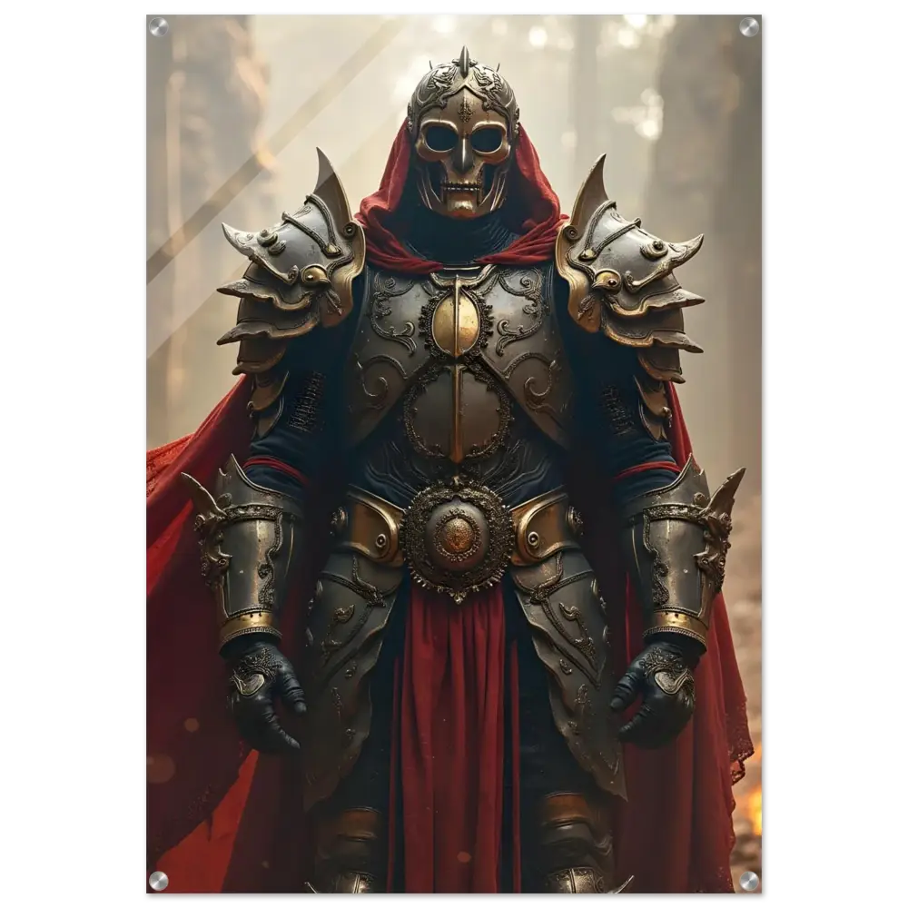 Ornate knight in golden armor displayed in Armoured Warrior Acrylic Print Steel Oath series