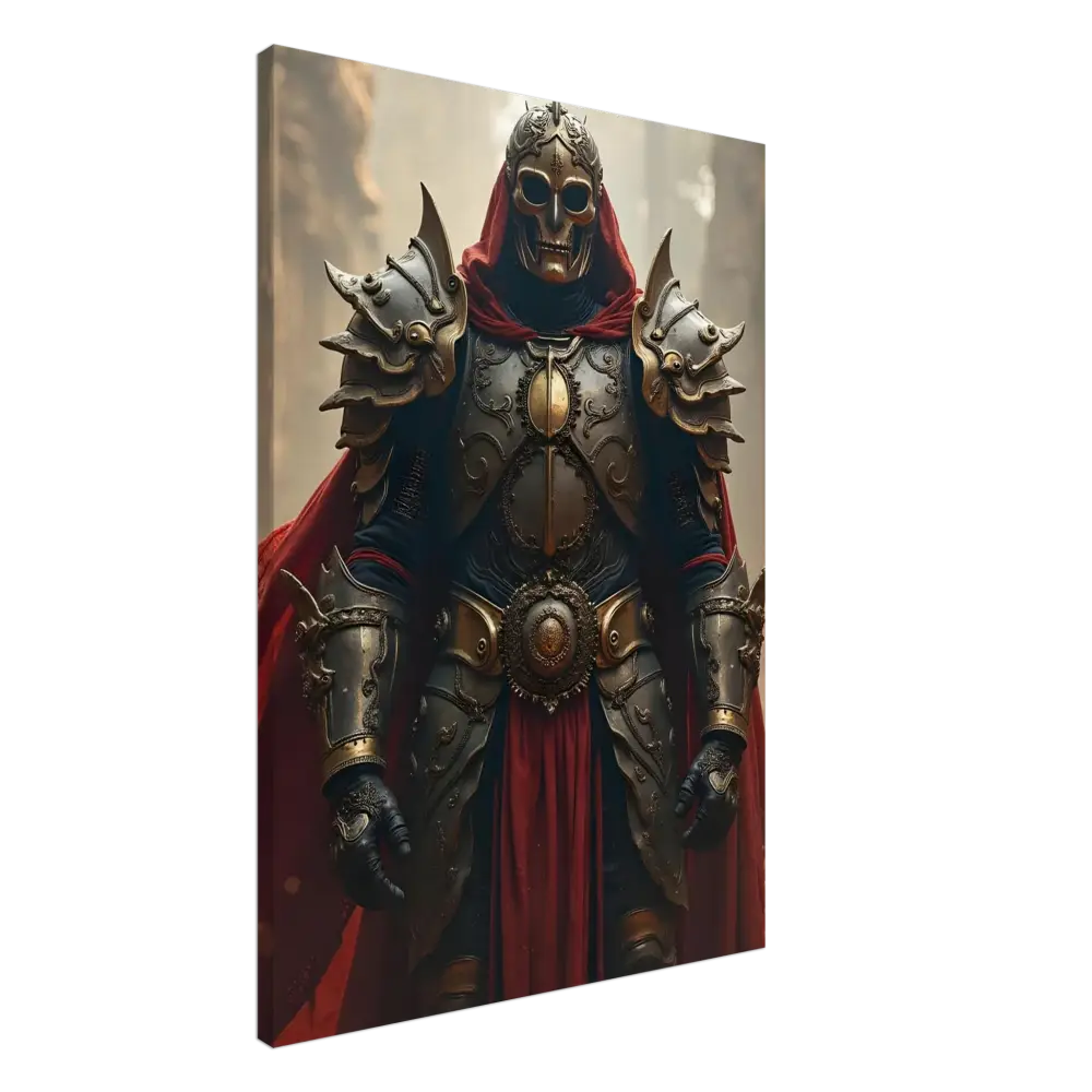 Ornate skeletal knight in armor wall art for Armoured Warrior Canvas Steel Oath PixiOnyx