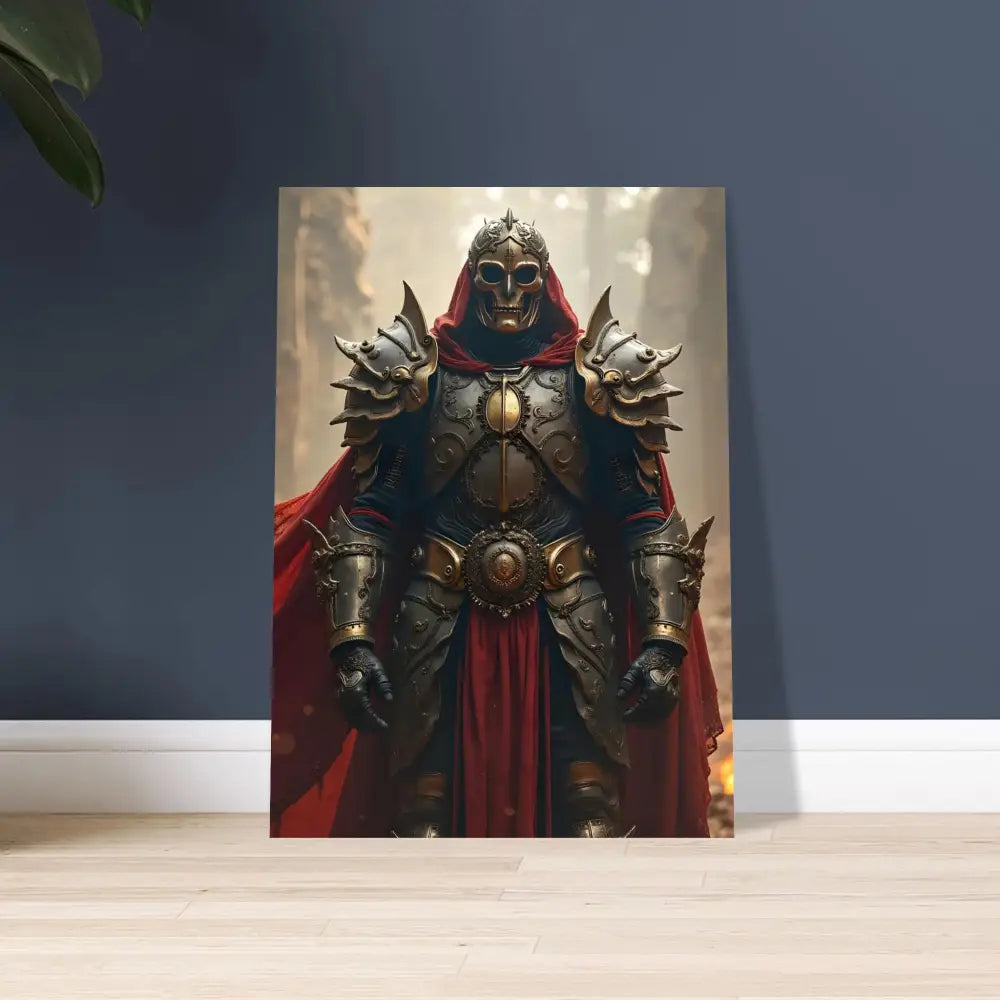 Armoured warrior in ornate armor with red cape for PixiOnyx Fine Art Print Steel Oath poster