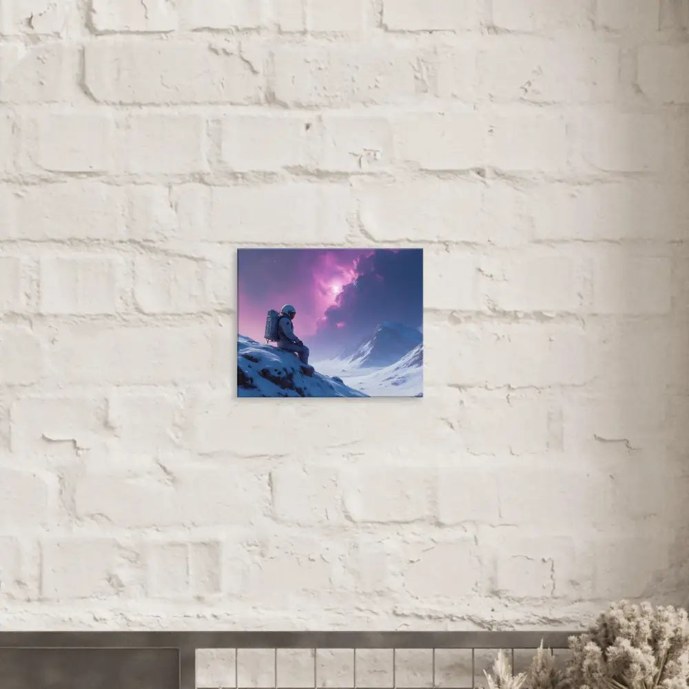Mounted mountain climber artwork on Astronaut Canvas Void Solitude Cosmic Wall Print