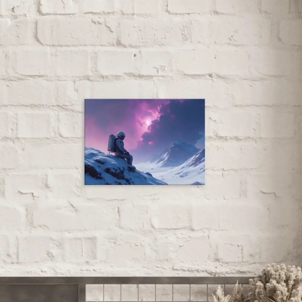 Framed astronaut landscape art for Cosmic Wall Print Astronaut Canvas Void Solitude