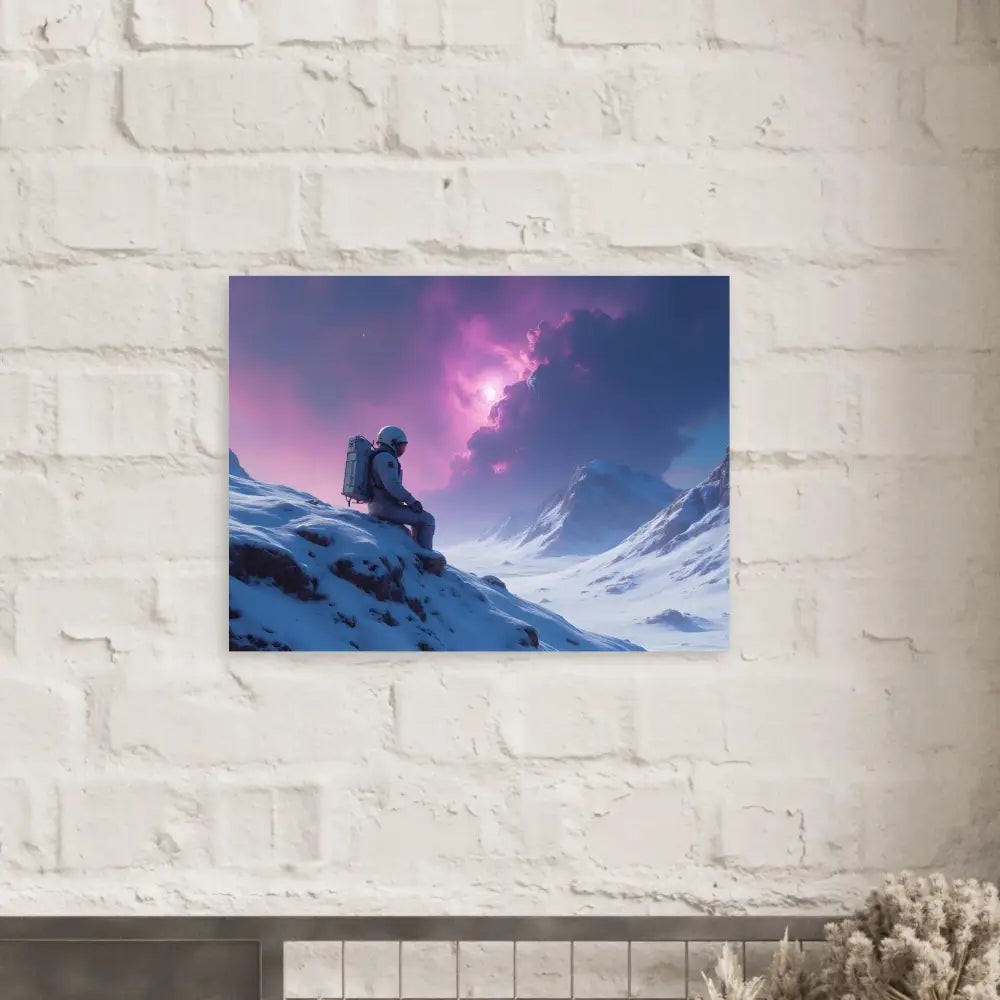 Mounted astronaut landscape metal print showcasing Sci-Fi solitude by PixiOnyx