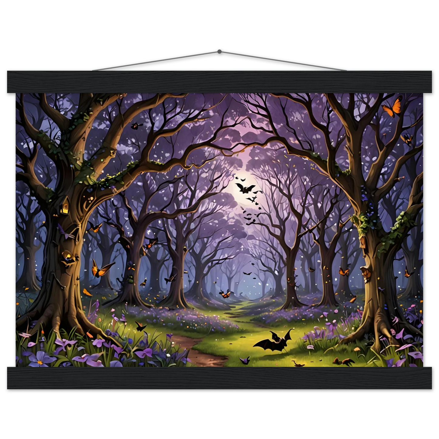 Halloween forest scene wall hanging from PixiOnyx Whispers of the Enchanted Forest poster