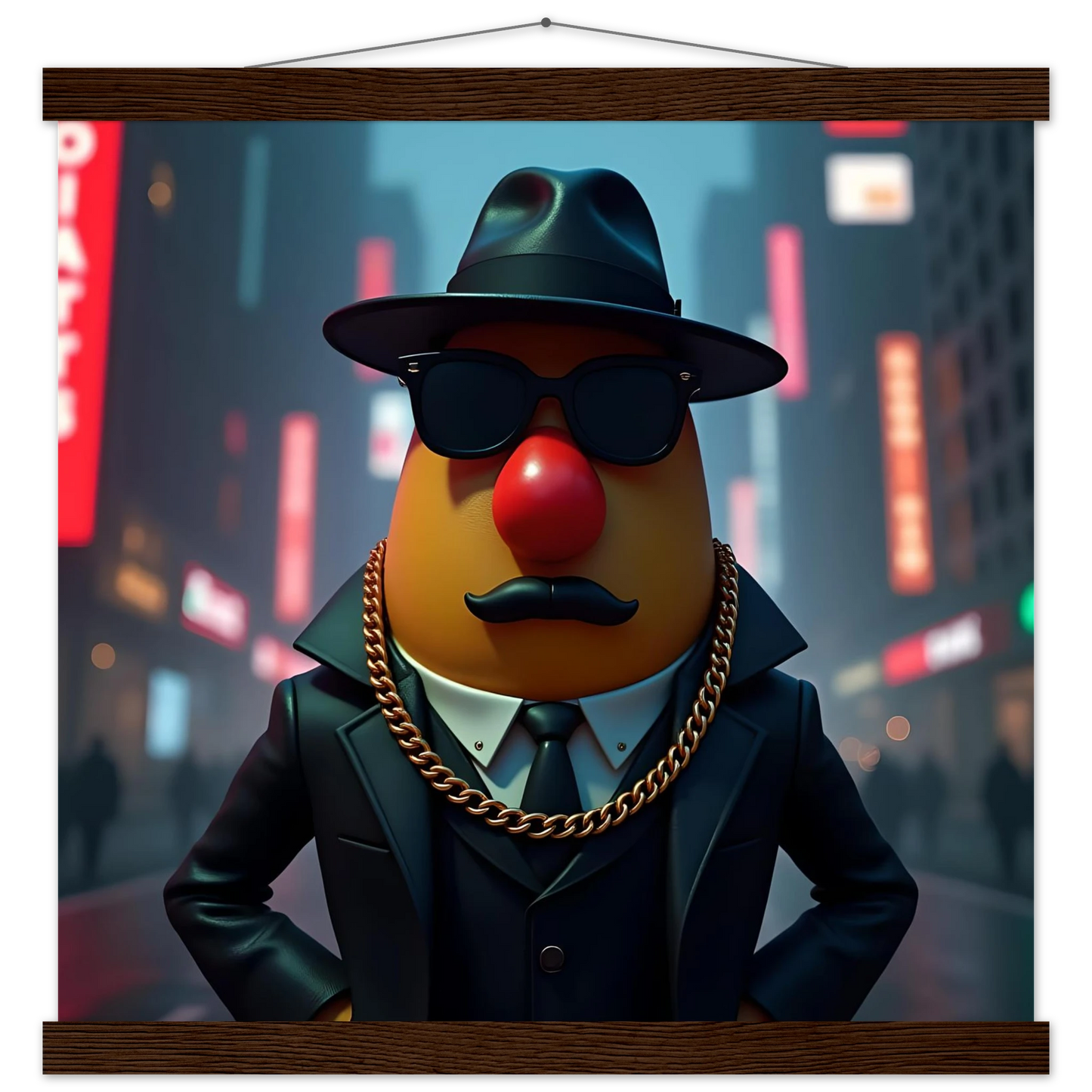 Gangster Mr. Potato Head from PixiOnyx premium matte poster with hanger