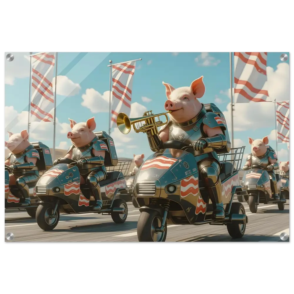 Patriotic pig parade on Bacon Battalion Acrylic Print Hog of Honor by PixiOnyx