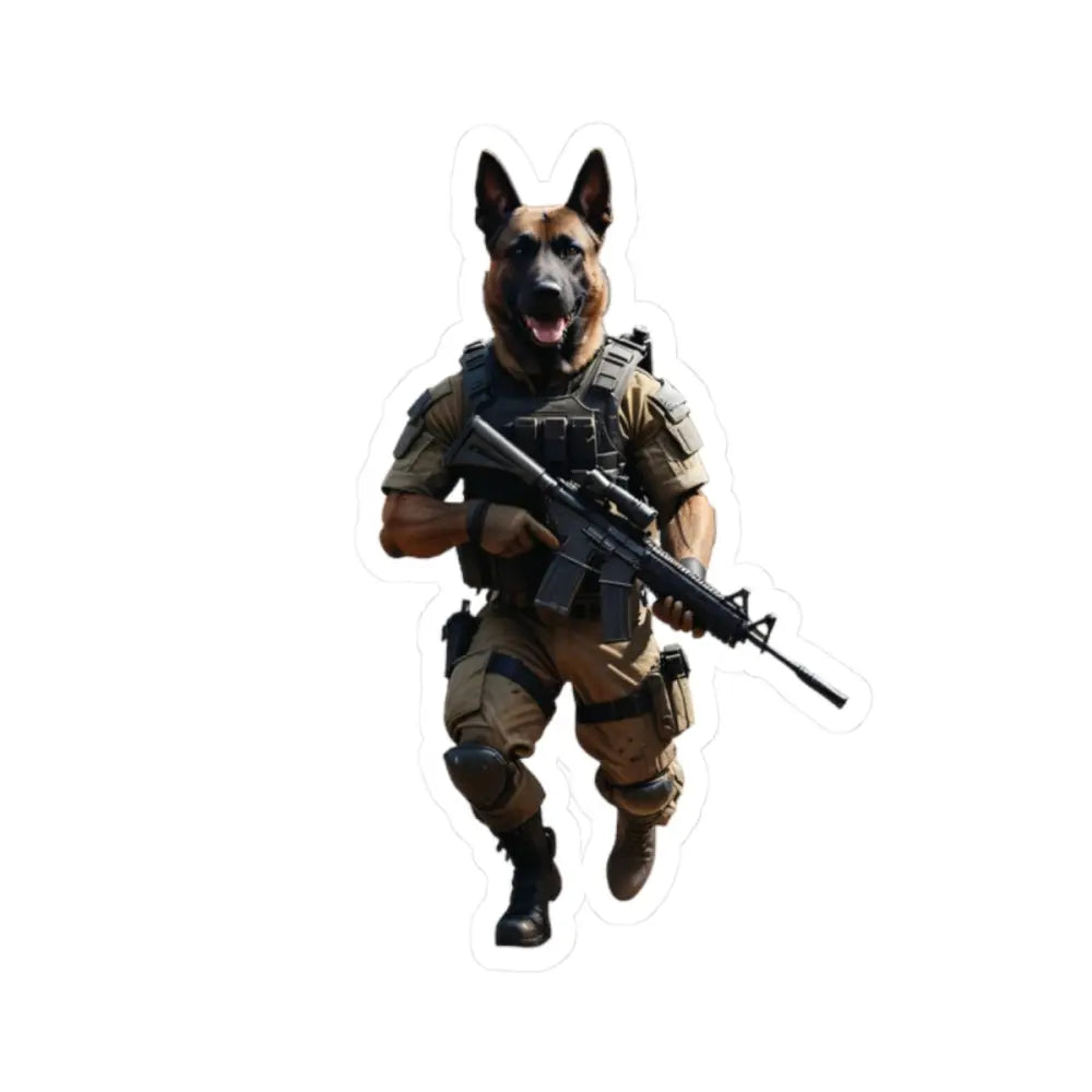 Anthropomorphic German Shepherd soldier tattoo-style sticker for Battlehound Vanguard PixiOnyx