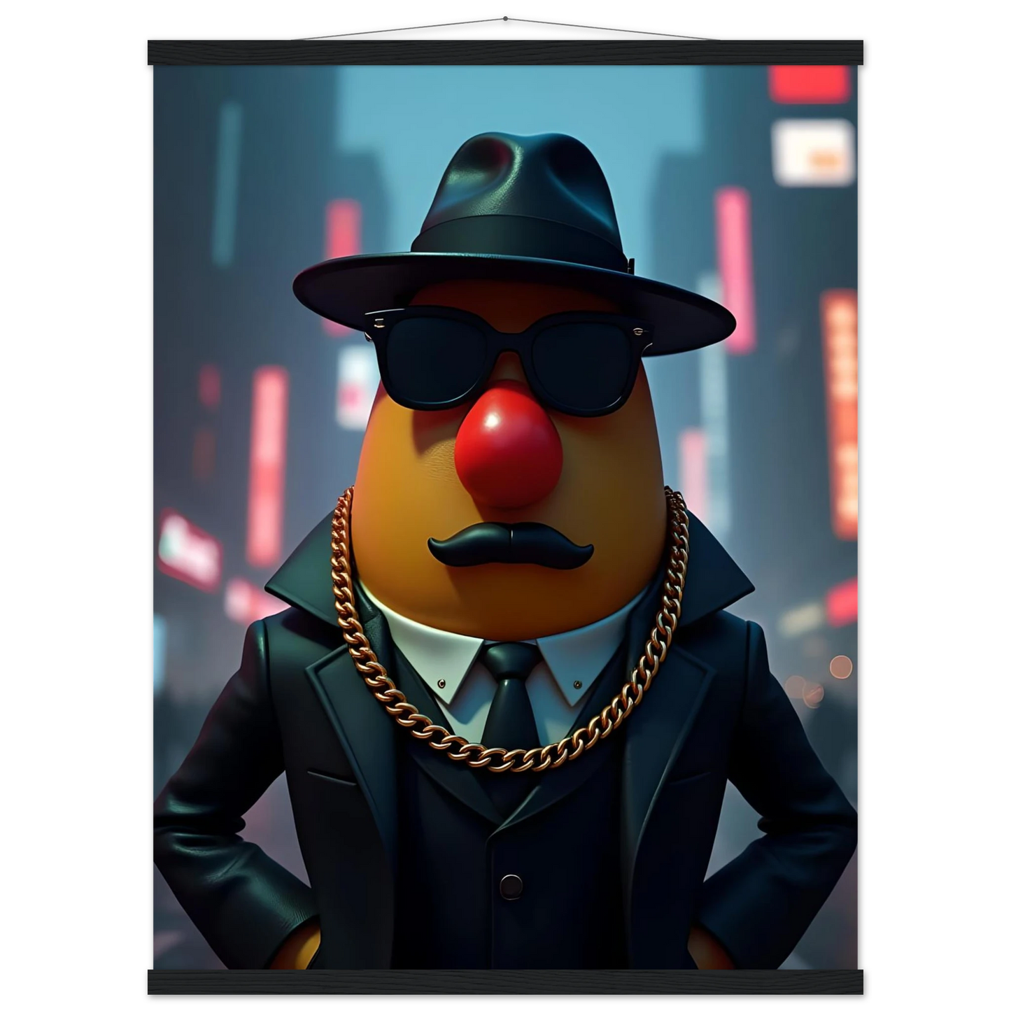 Mr. Potato Head Gangster depicted in a premium matte poster with hanger from PixiOnyx