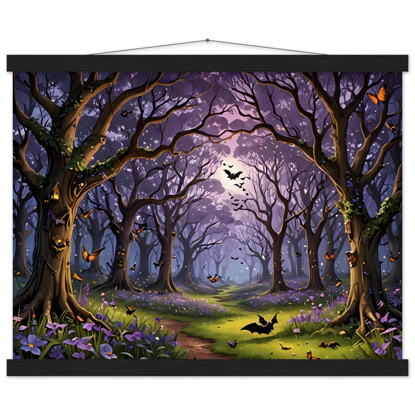 Framed Halloween forest scene poster from PixiOnyx Whispers of the Enchanted Forest collection