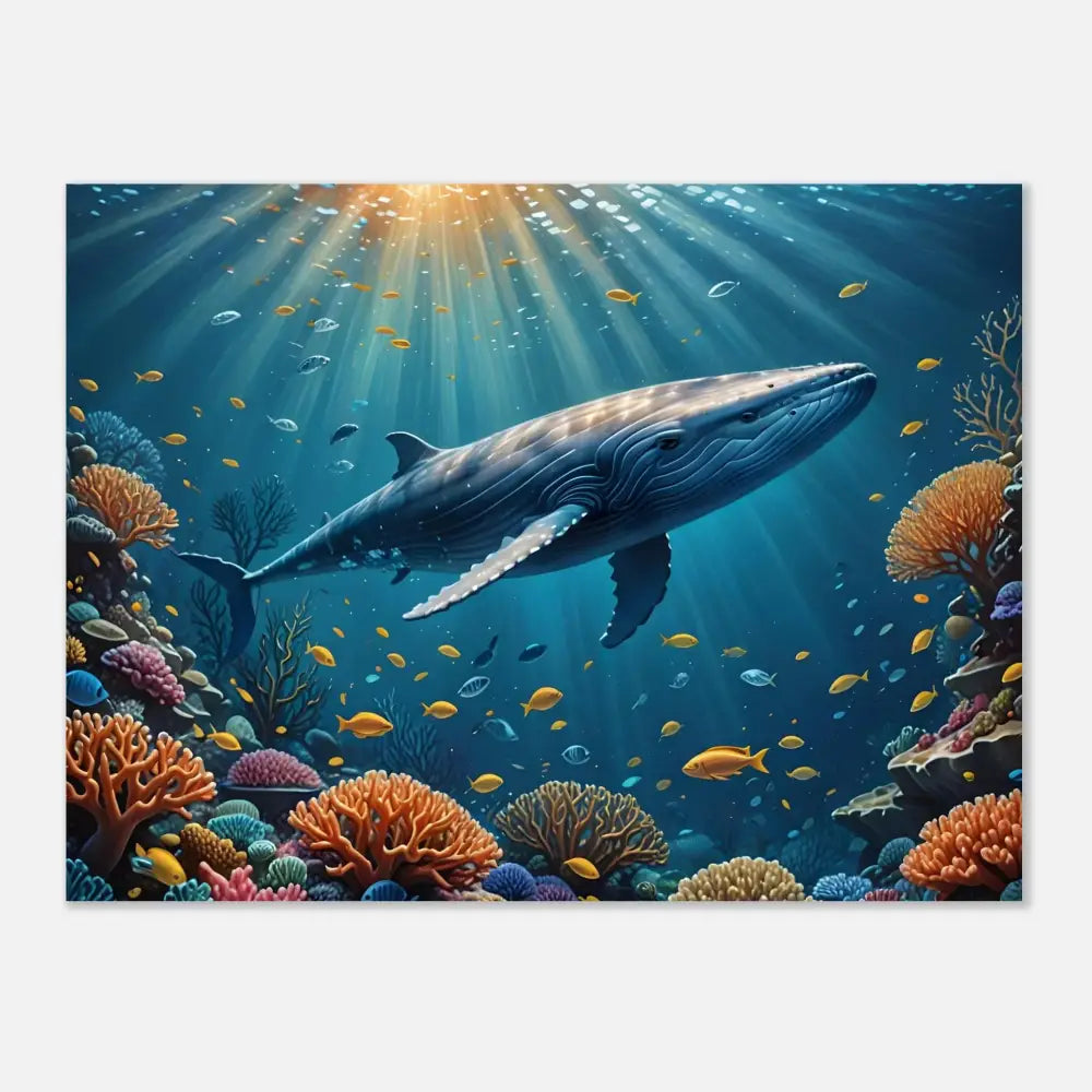 Underwater whale scene on Blue Whale Explorer Poster Deep Sea Wonder PixiOnyx Fine Art Print