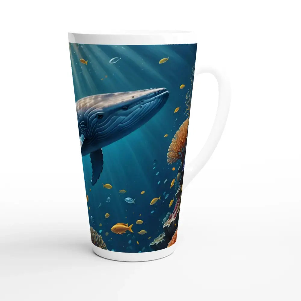 Whale-themed latte mug in Blue Whale Latte Mug Beneath the Calm 17oz PixiOnyx ceramic
