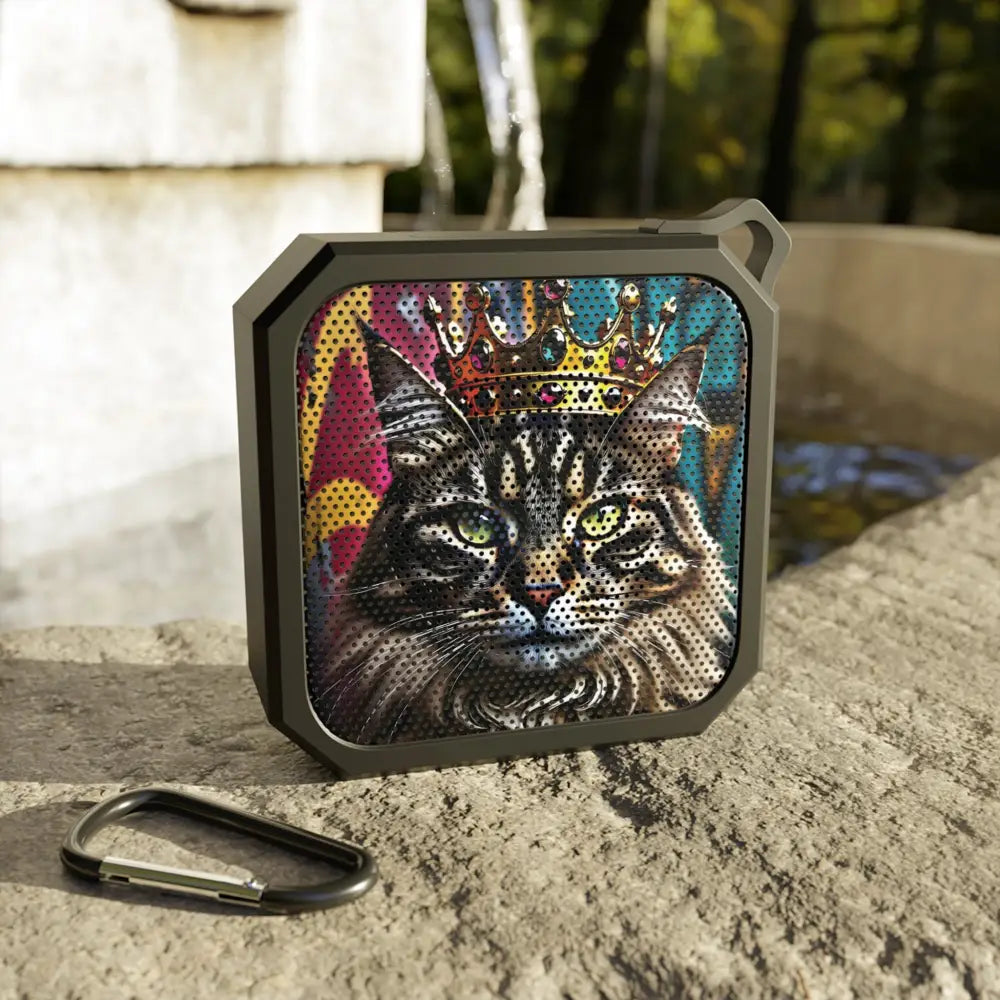 Square Bluetooth speaker with Cat King Crown design from PixiOnyx Crown Meowjesty series