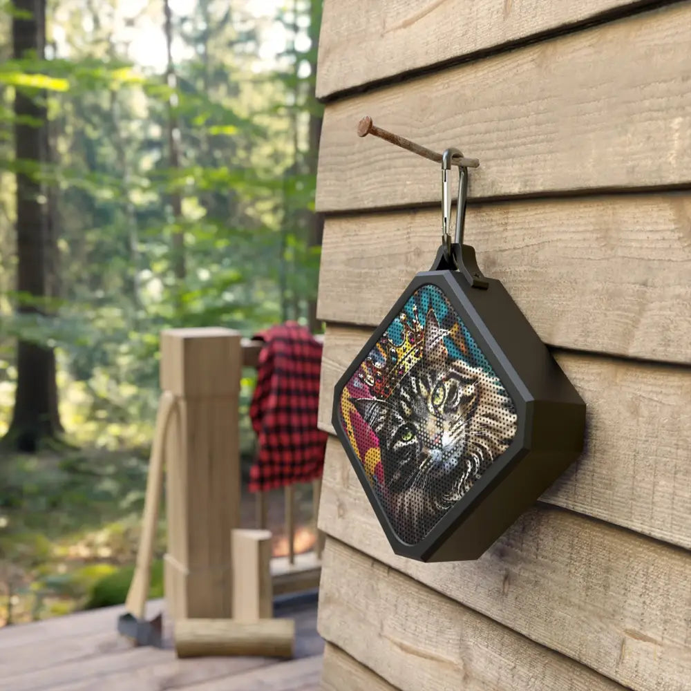 Diamond-shaped Bluetooth speaker with cat graphic from Crown Meowjesty PixiOnyx collection
