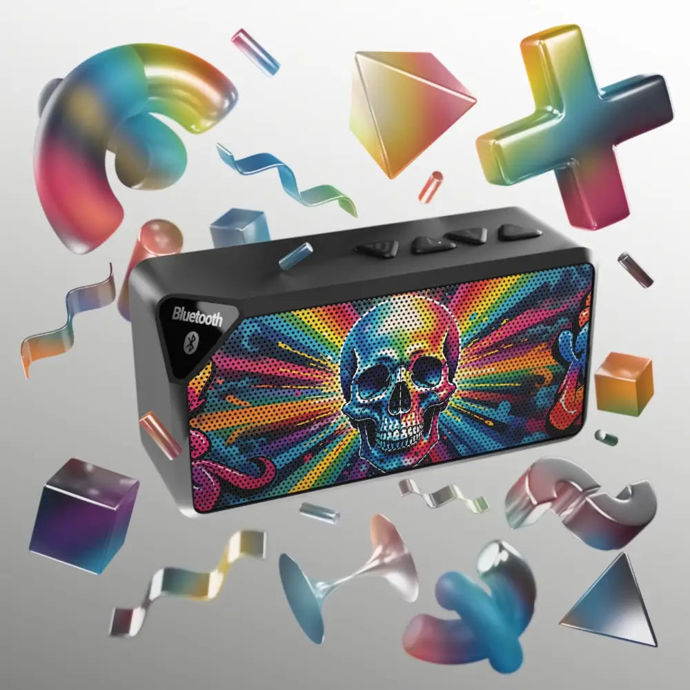 Colorful skull-themed Bluetooth speaker from PixiOnyx Psychedelic Street Soundbox