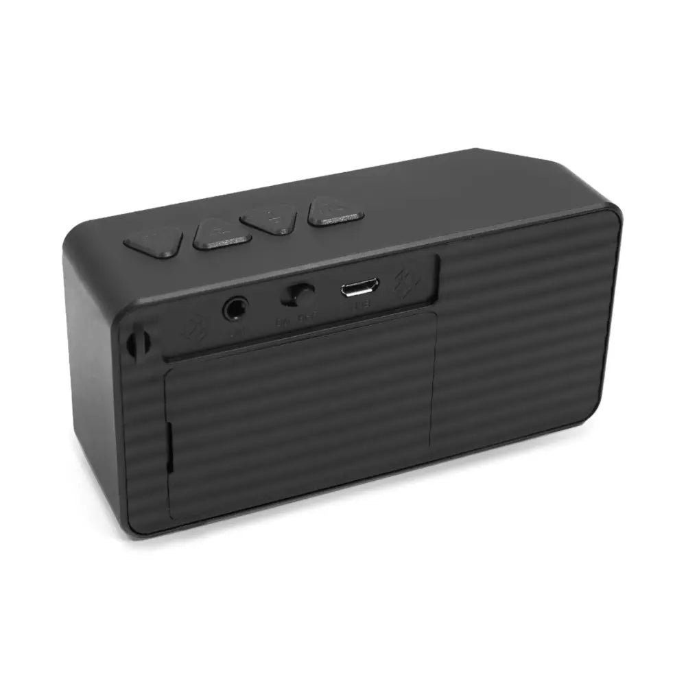 Black rectangular Bluetooth speaker from PixiOnyx Cyberpunk Audio Totem series