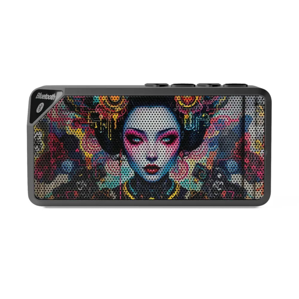 Rectangular Bluetooth speaker with Geisha graphic from PixiOnyx Cyberpunk Audio Totem