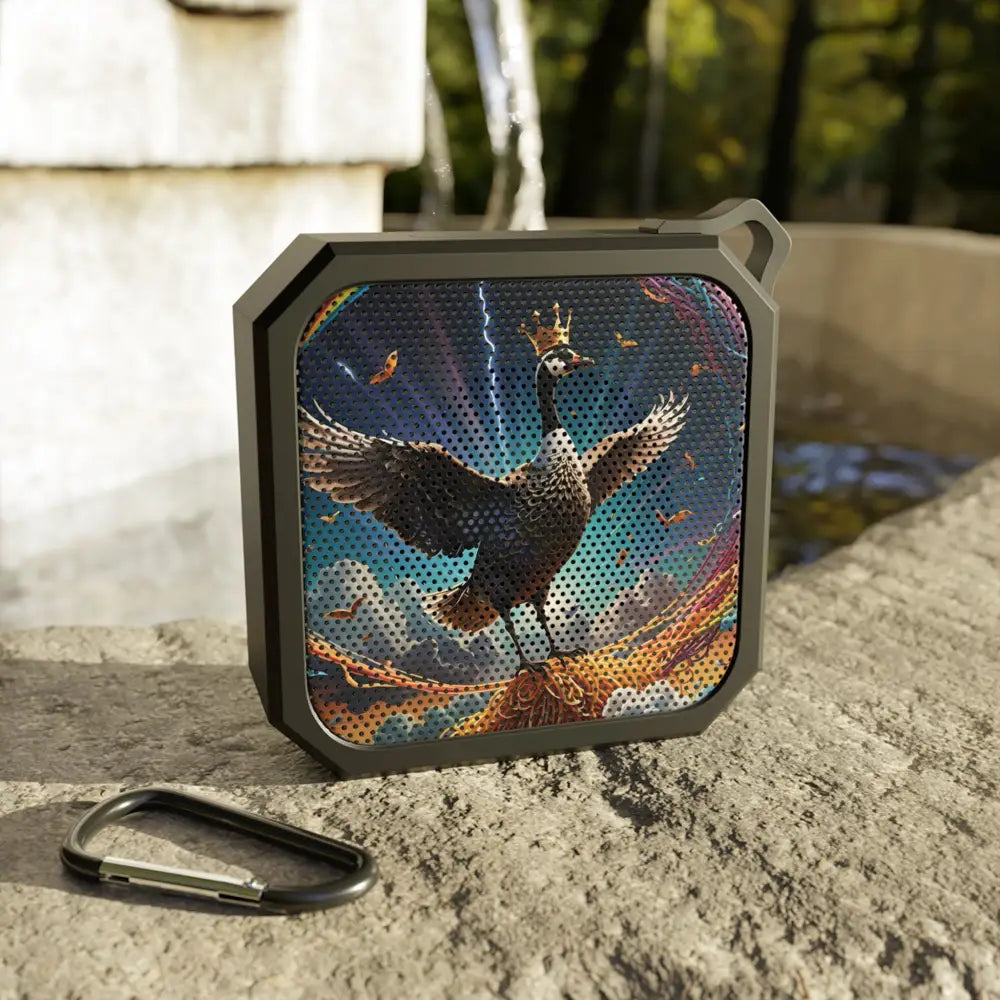 Square Bluetooth speaker with Swan design for outdoor music and Surreal Bird Art style