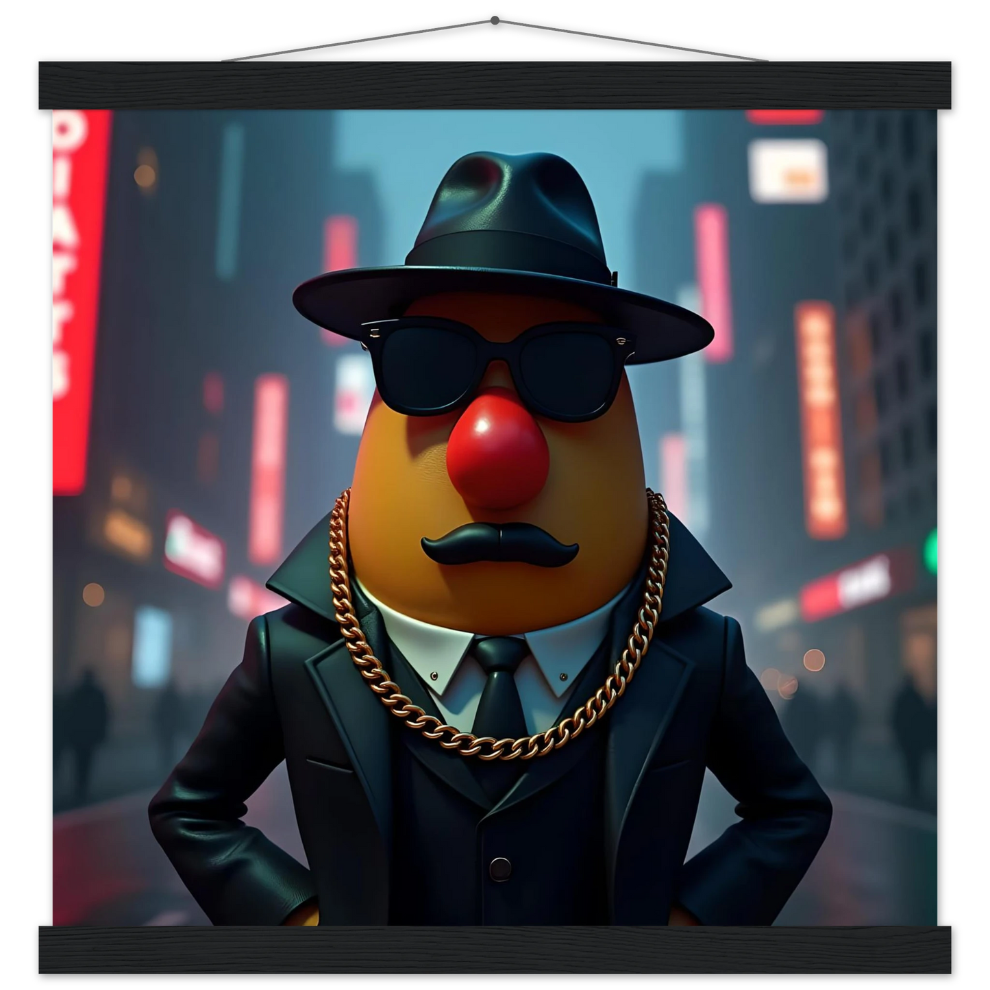 Gangster Mr. Potato Head premium matte poster displayed in PixiOnyx product