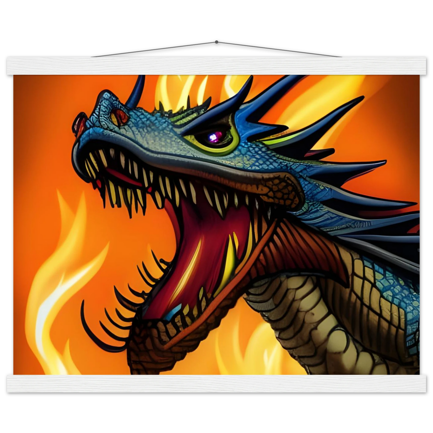 Fearsome blue dragon head poster with hanger from Dragons Fury by PixiOnyx