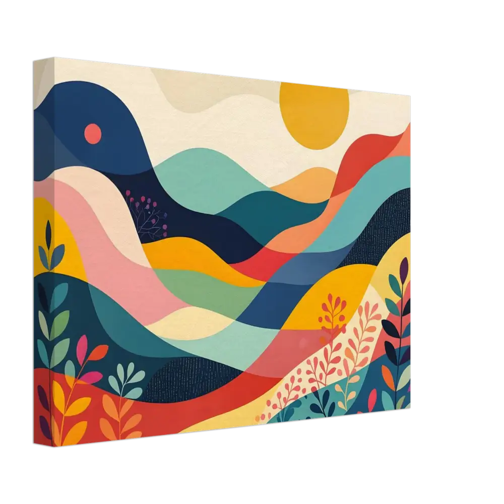 Colorful abstract landscape painting on PixiOnyx Dreamscape Canvas