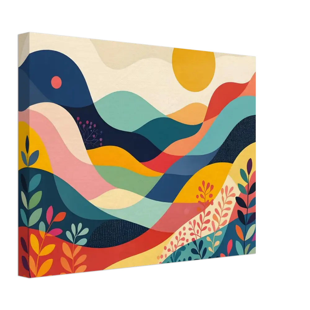 Colorful abstract landscape painting on PixiOnyx Dreamscape Canvas