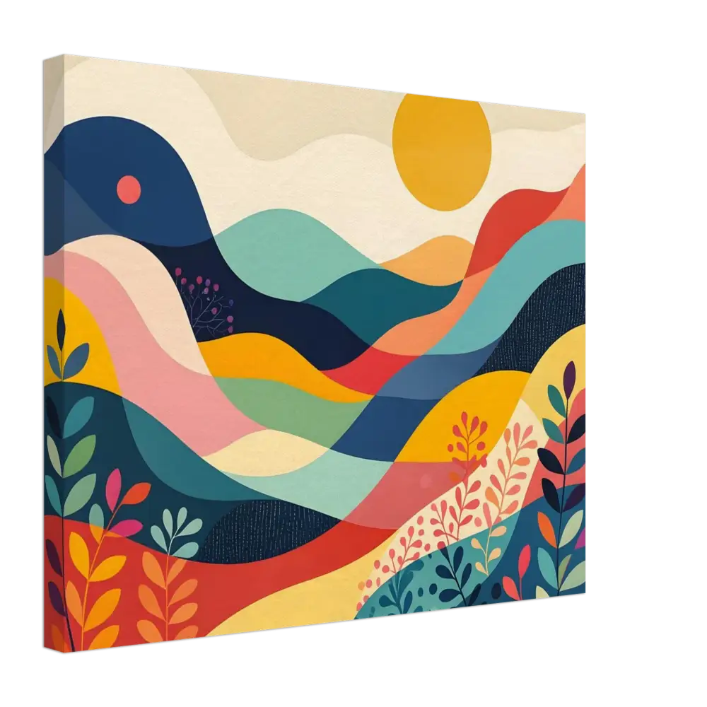 Colorful abstract landscape painting on PixiOnyx Dreamscape Canvas