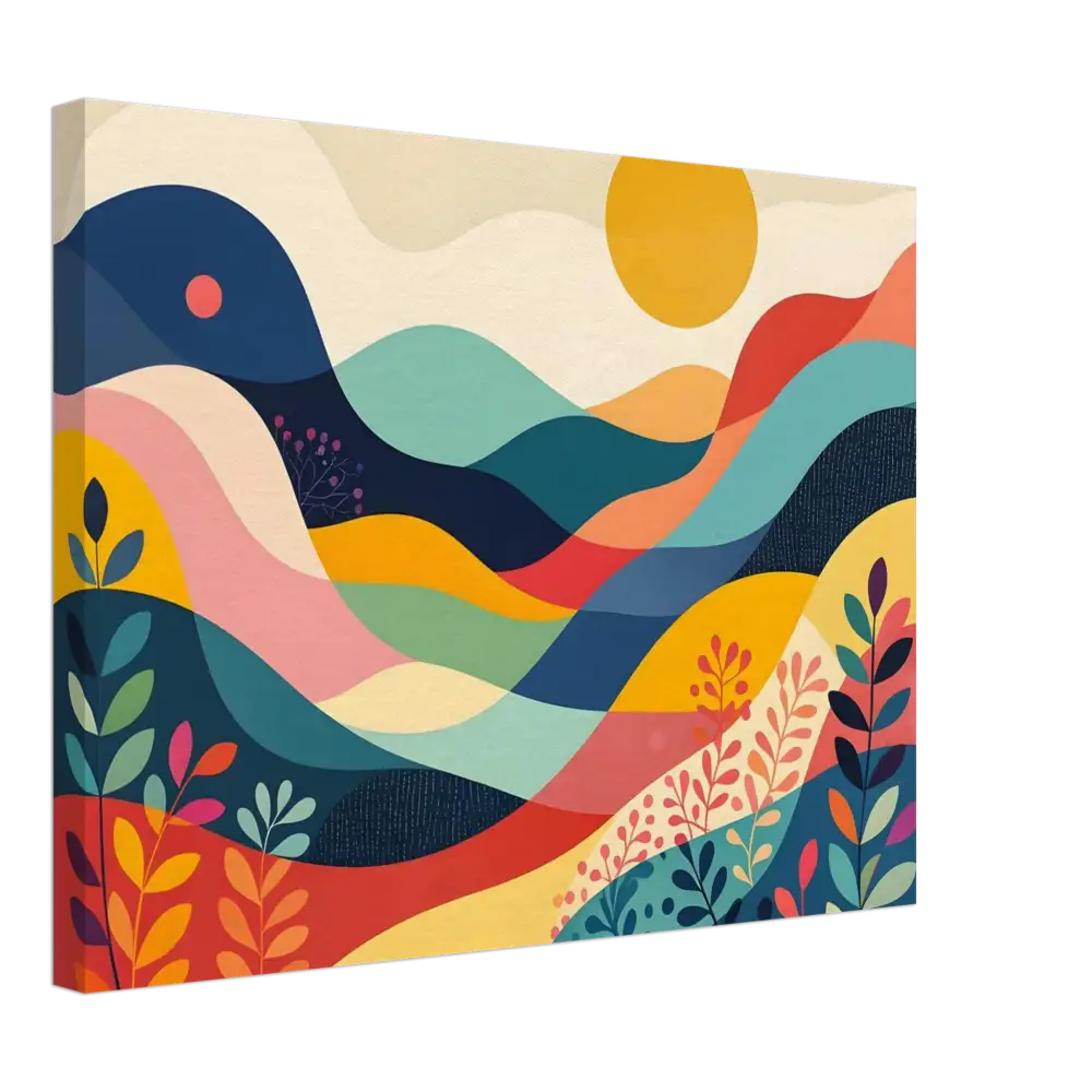 Colorful abstract landscape painting on PixiOnyx Dreamscape Canvas