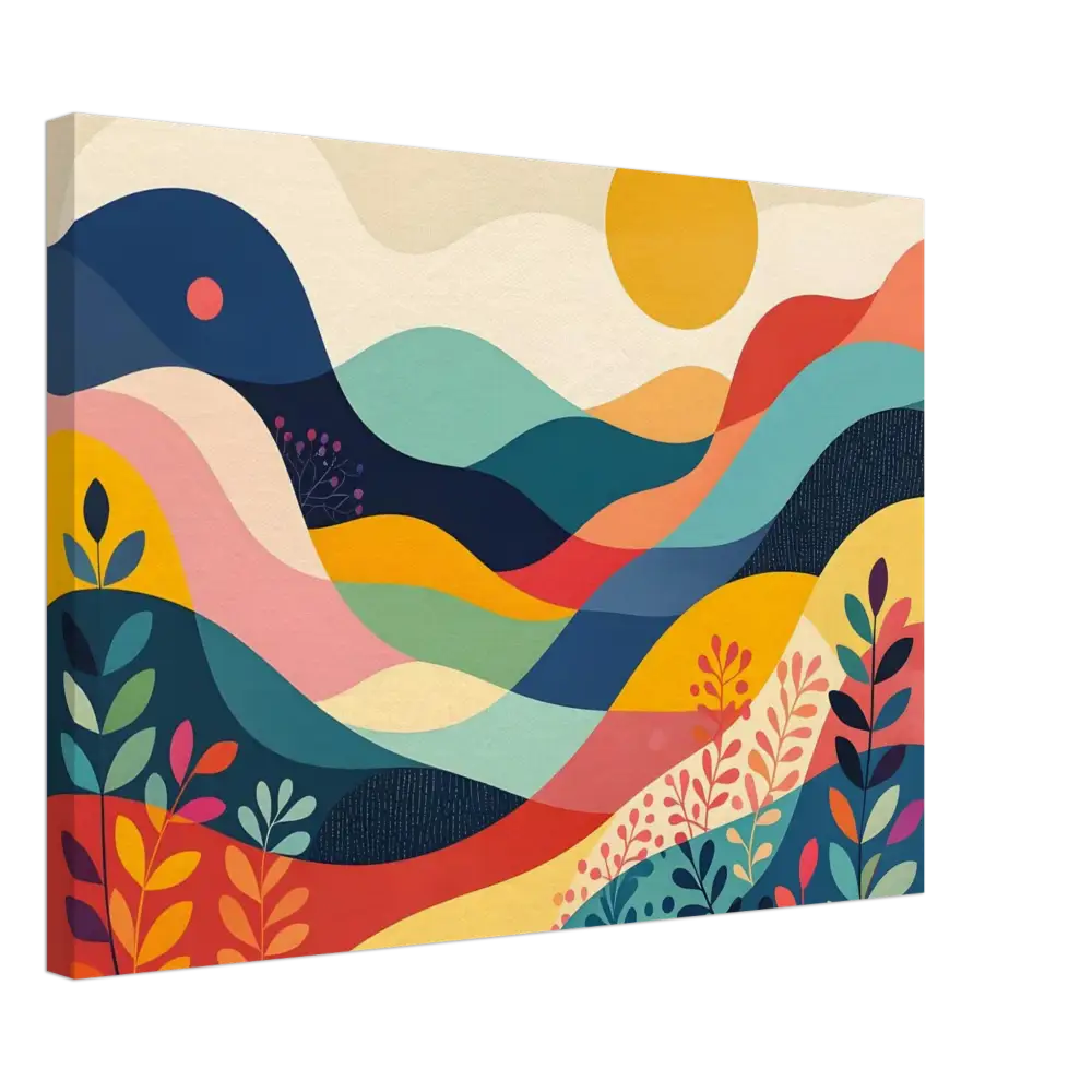 Colorful abstract landscape painting on PixiOnyx Dreamscape Canvas