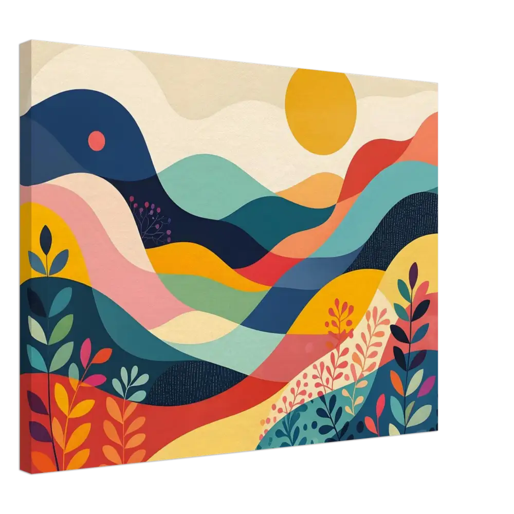 Colorful abstract landscape painting on PixiOnyx Dreamscape Canvas
