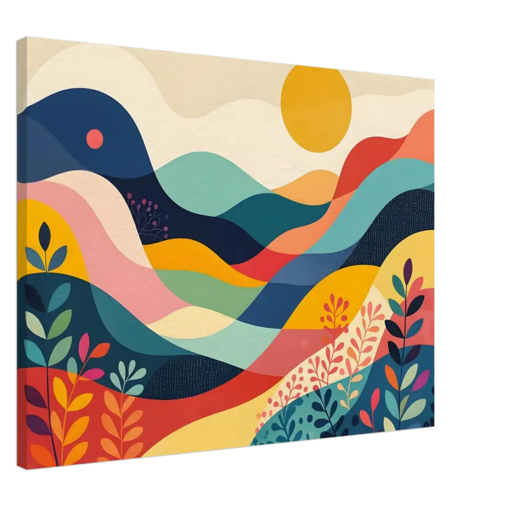 Colorful abstract landscape painting on PixiOnyx Dreamscape Canvas