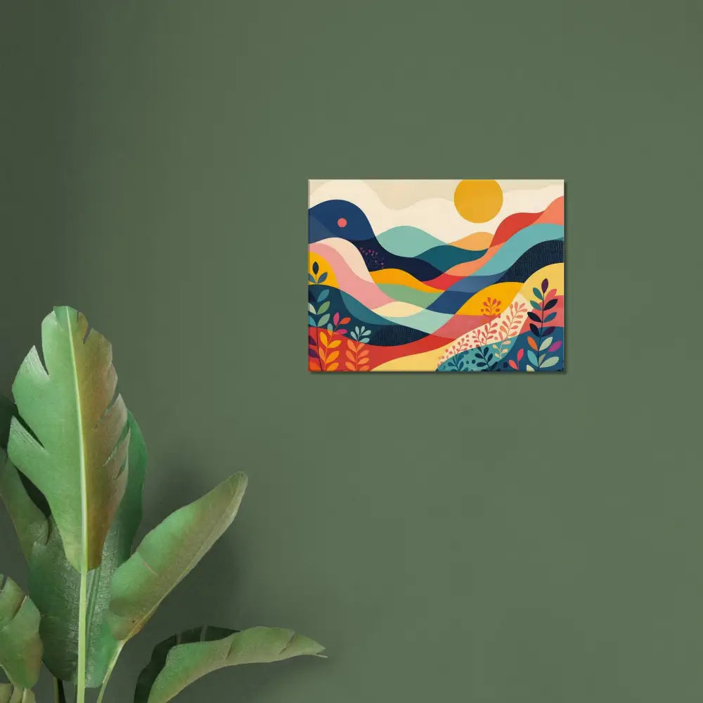 Colorful abstract landscape painting on PixiOnyx Dreamscape Canvas for vibrant wall decor
