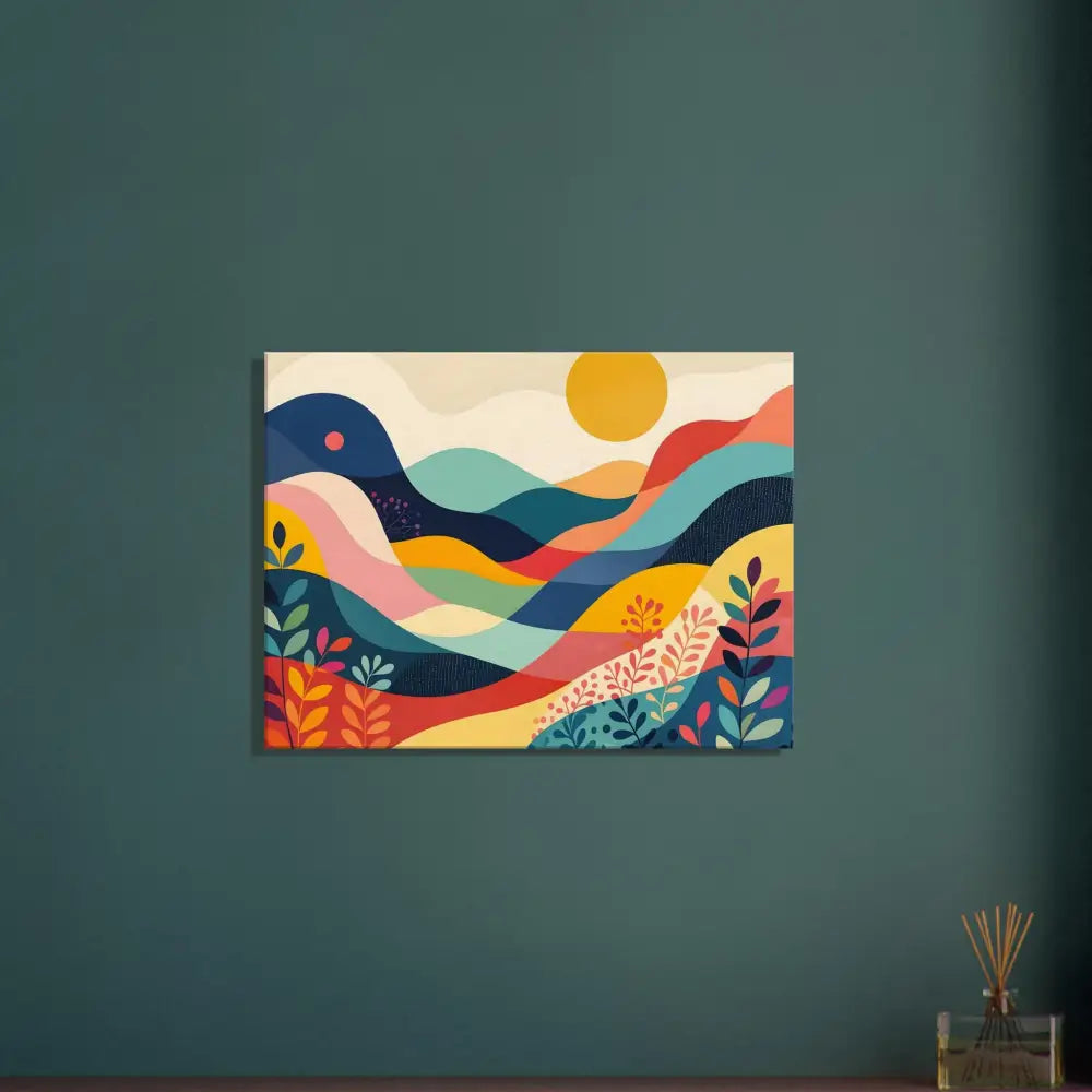 Colorful abstract landscape painting on PixiOnyx Dreamscape Canvas