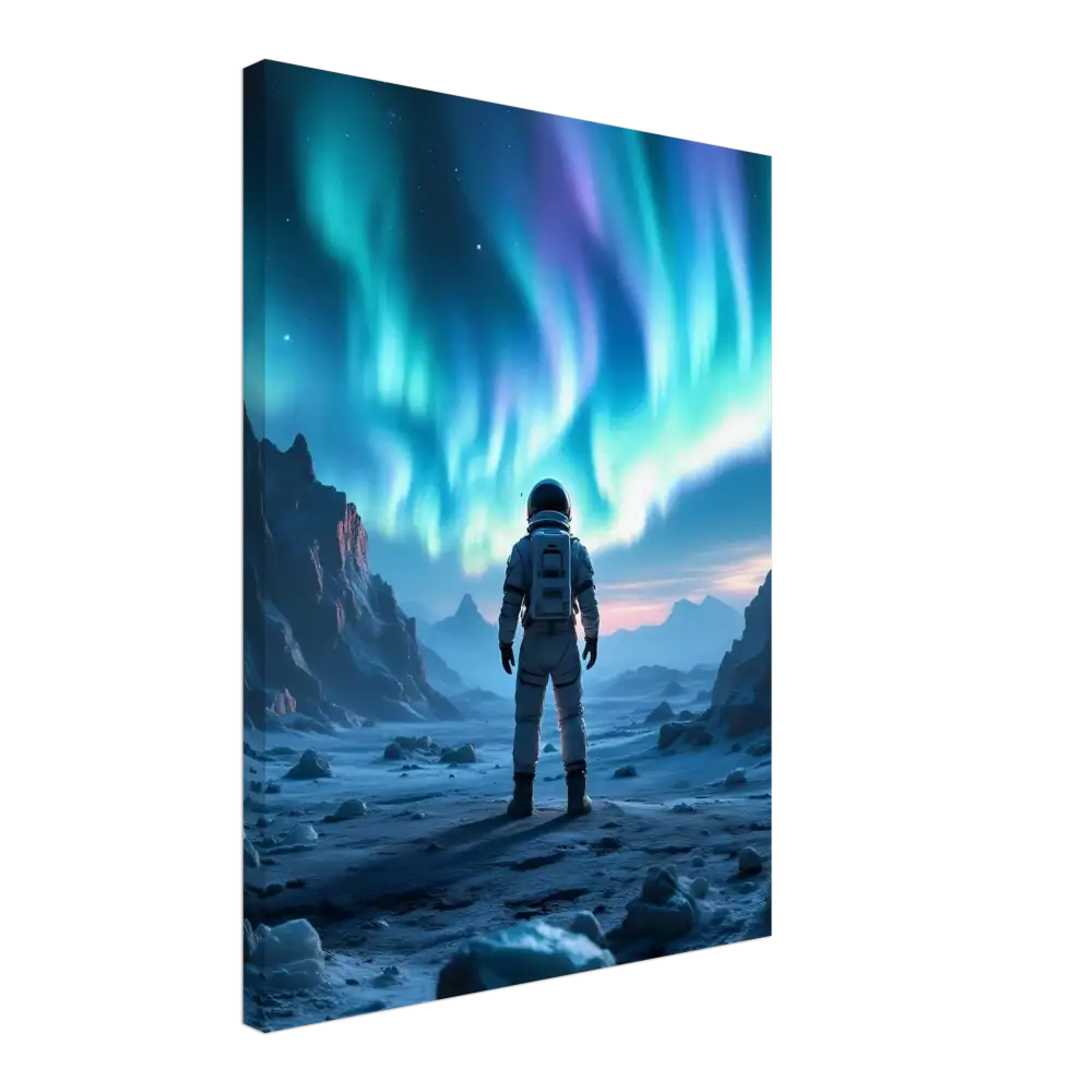 Astronaut gazing at Aurora Borealis on Canvas PixiOnyx Frozen Orbit Edition