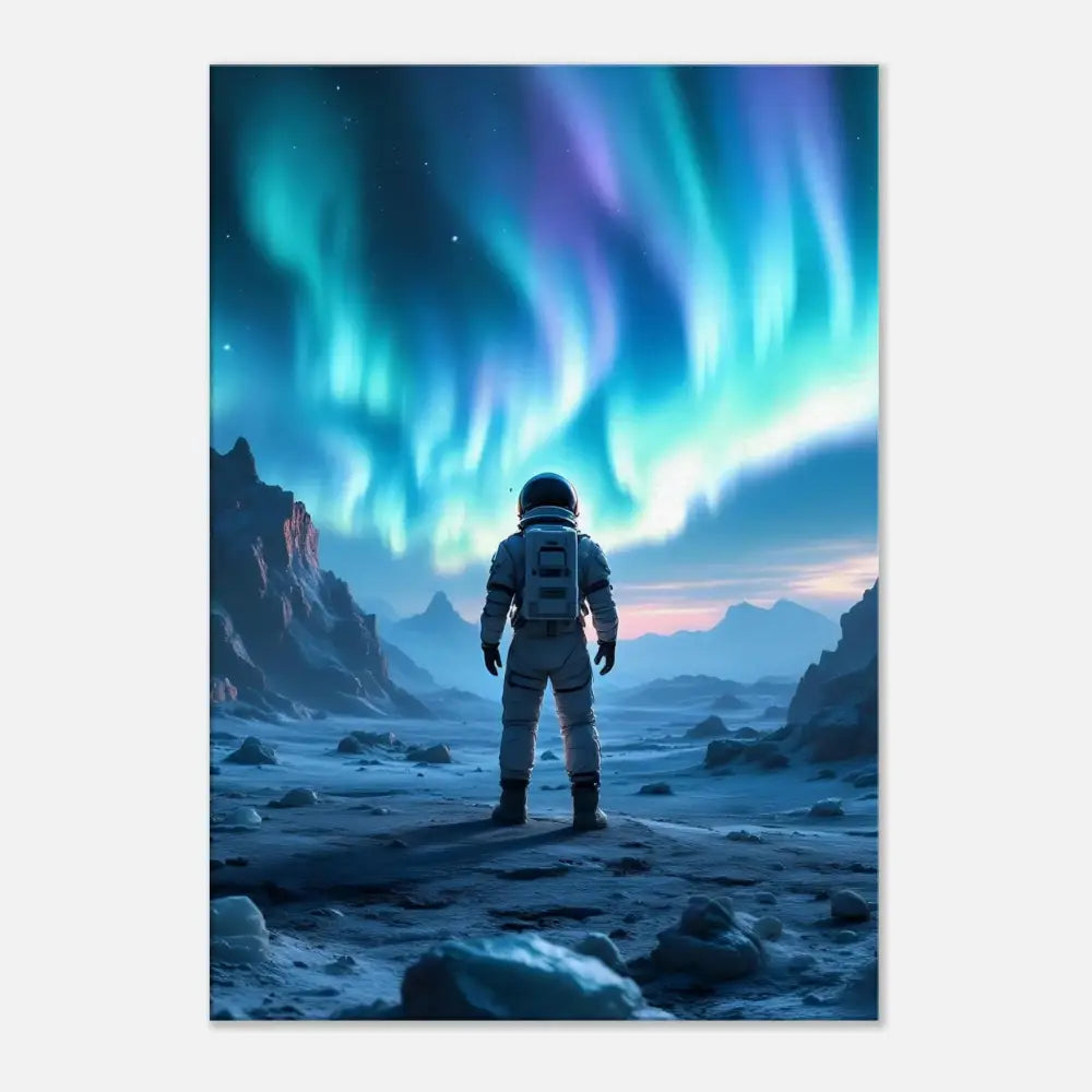 Astronaut gazing at Aurora Borealis on Canvas PixiOnyx Frozen Orbit Edition