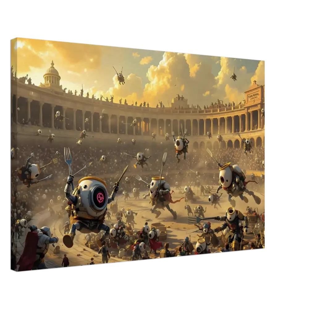 Robotic gladiatorial arena from Canvas Battle of the Breakfast Bots PixiOnyx Brunch Arena Wrap