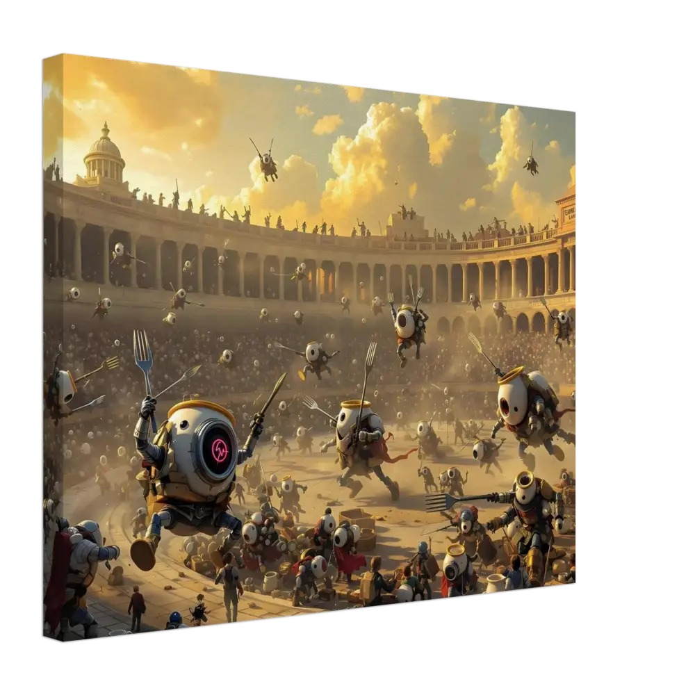 Robotic gladiatorial arena from Canvas Battle of the Breakfast Bots PixiOnyx Brunch Arena Wrap
