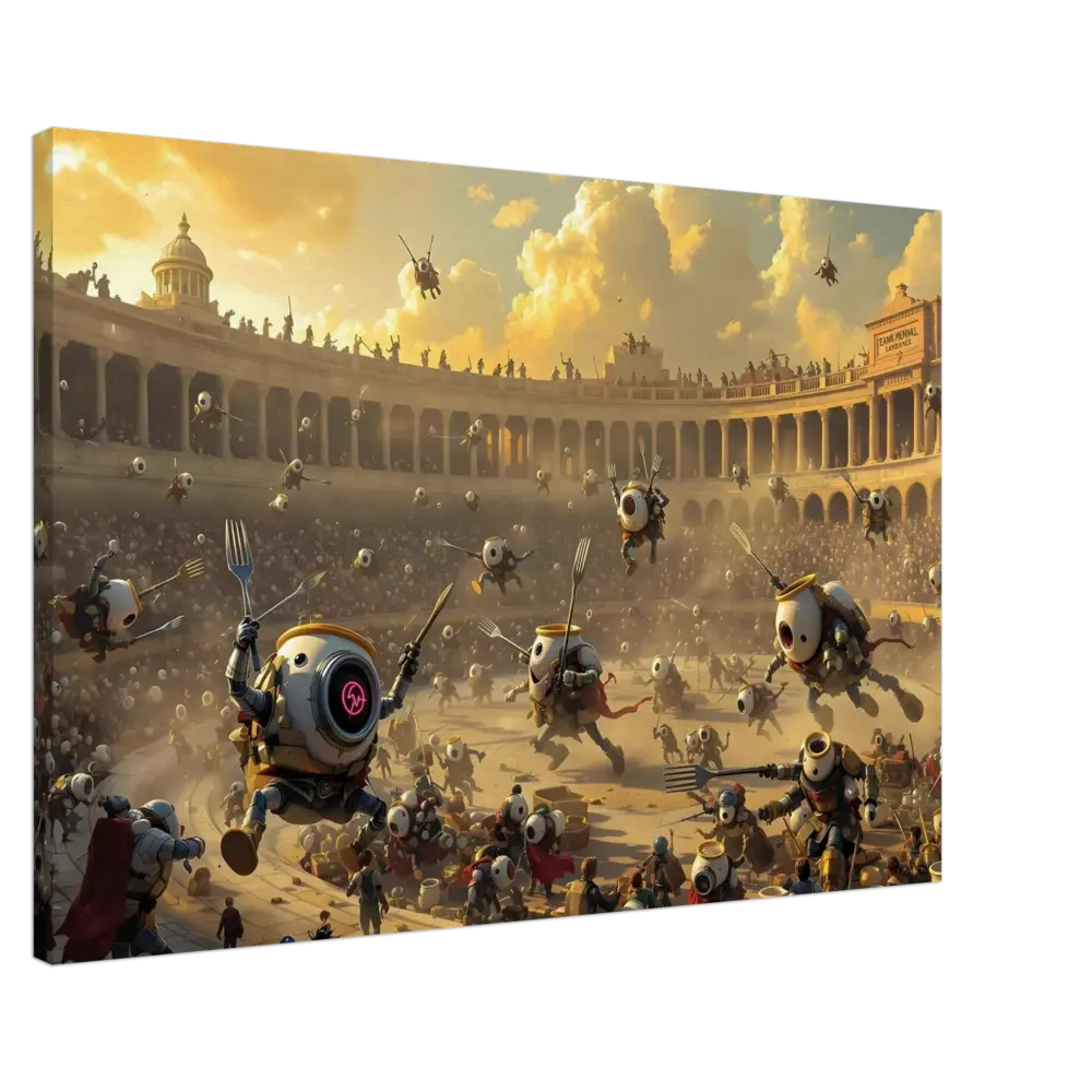 Robotic gladiatorial arena from Canvas Battle of the Breakfast Bots PixiOnyx Brunch Arena Wrap