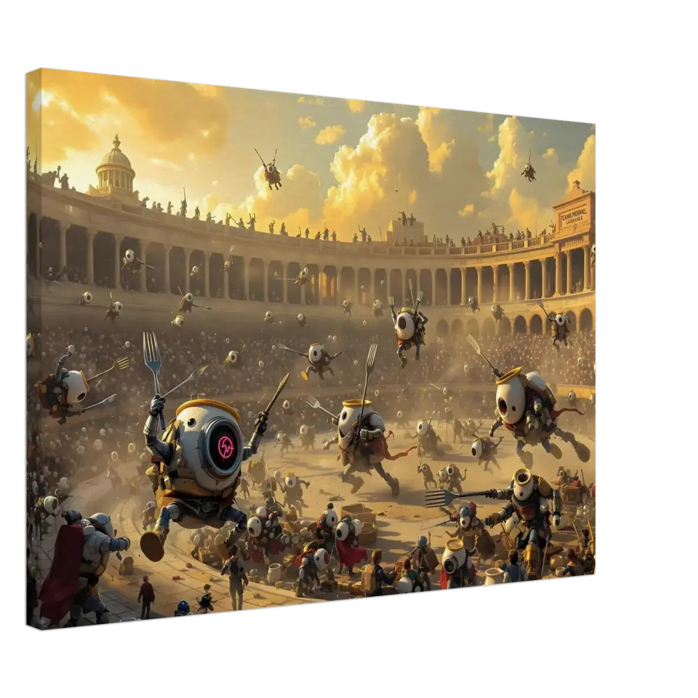 Robotic gladiatorial arena from Canvas Battle of the Breakfast Bots PixiOnyx Brunch Arena Wrap